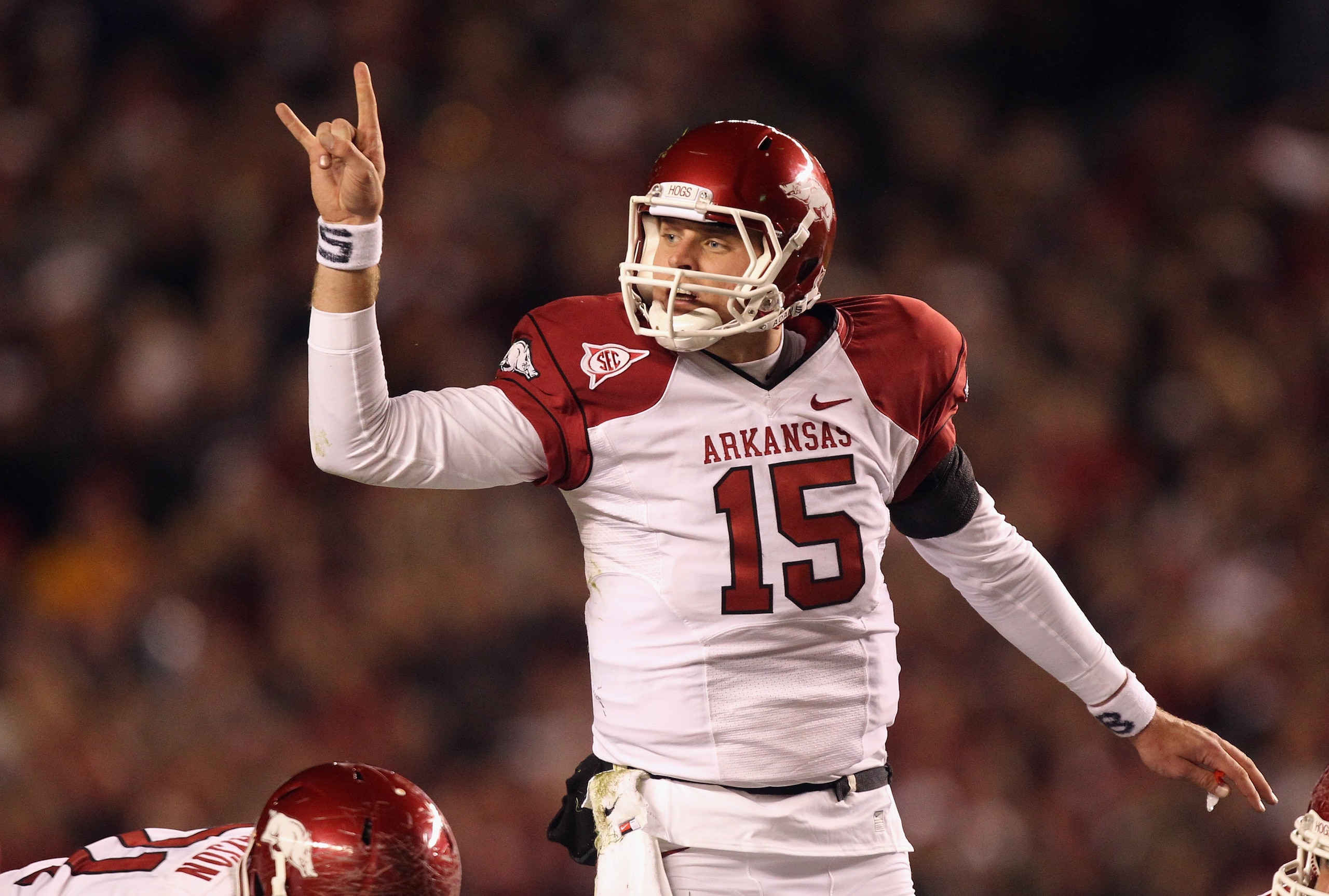 COLUMBIA, SC - NOVEMBER 06: Ryan Mallett #15 of the Arkansas Razorbacks against the South Carolina Gamecocks during their game at Williams-Brice Stadium on November 6, 2010 in Columbia, South Carolina. (Photo by Streeter Lecka/Getty Images) COLUMBIA, SC - NOVEMBER 06: Ryan Mallett #15 of the Arkansas Razorbacks against the South Carolina Gamecocks during their game at Williams-Brice Stadium on November 6, 2010 in Columbia, South Carolina. (Photo by Streeter Lecka/Getty Images)