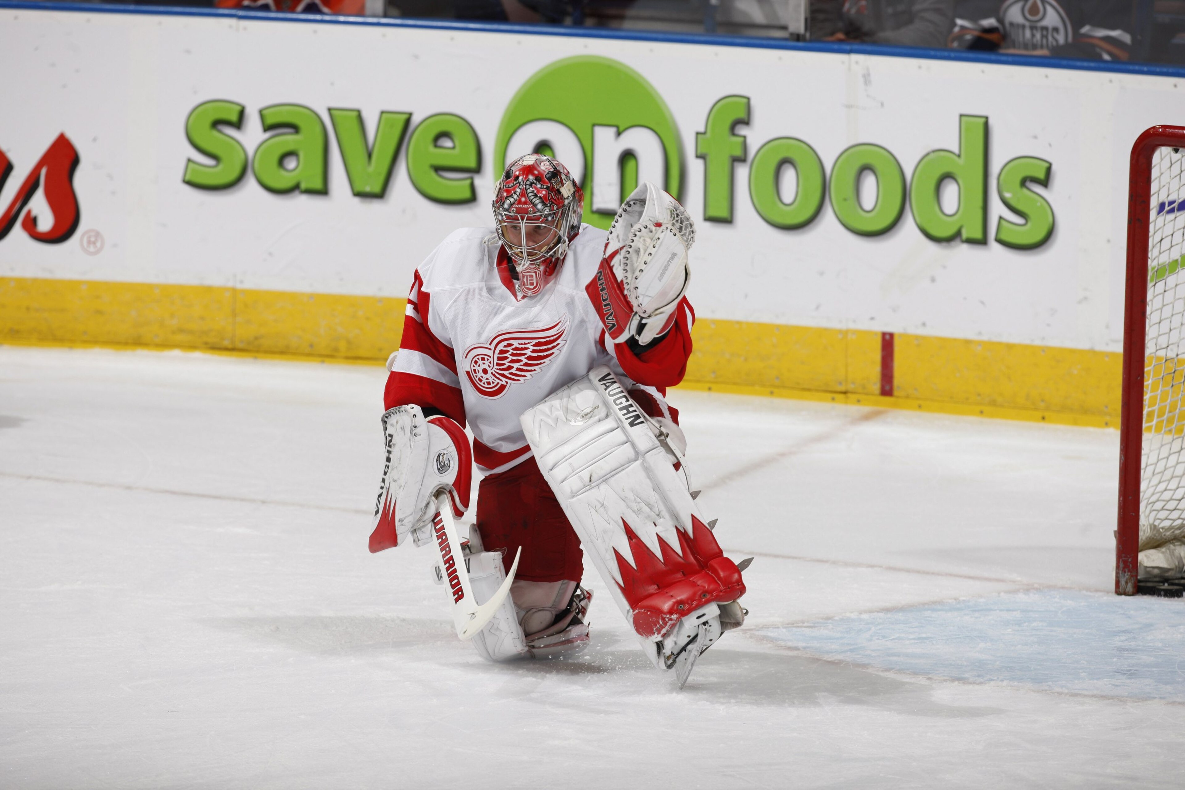 EDMONTON, CANADA - NOVEMBER 5: Jimmy Howard #35 of the Detroit Red Wings skates against the Edmonton Oilers on November 5, 2010 at Rexall Place in Edmonton, Alberta, Canada. (Photo by Dale MacMillan/Getty Images)
