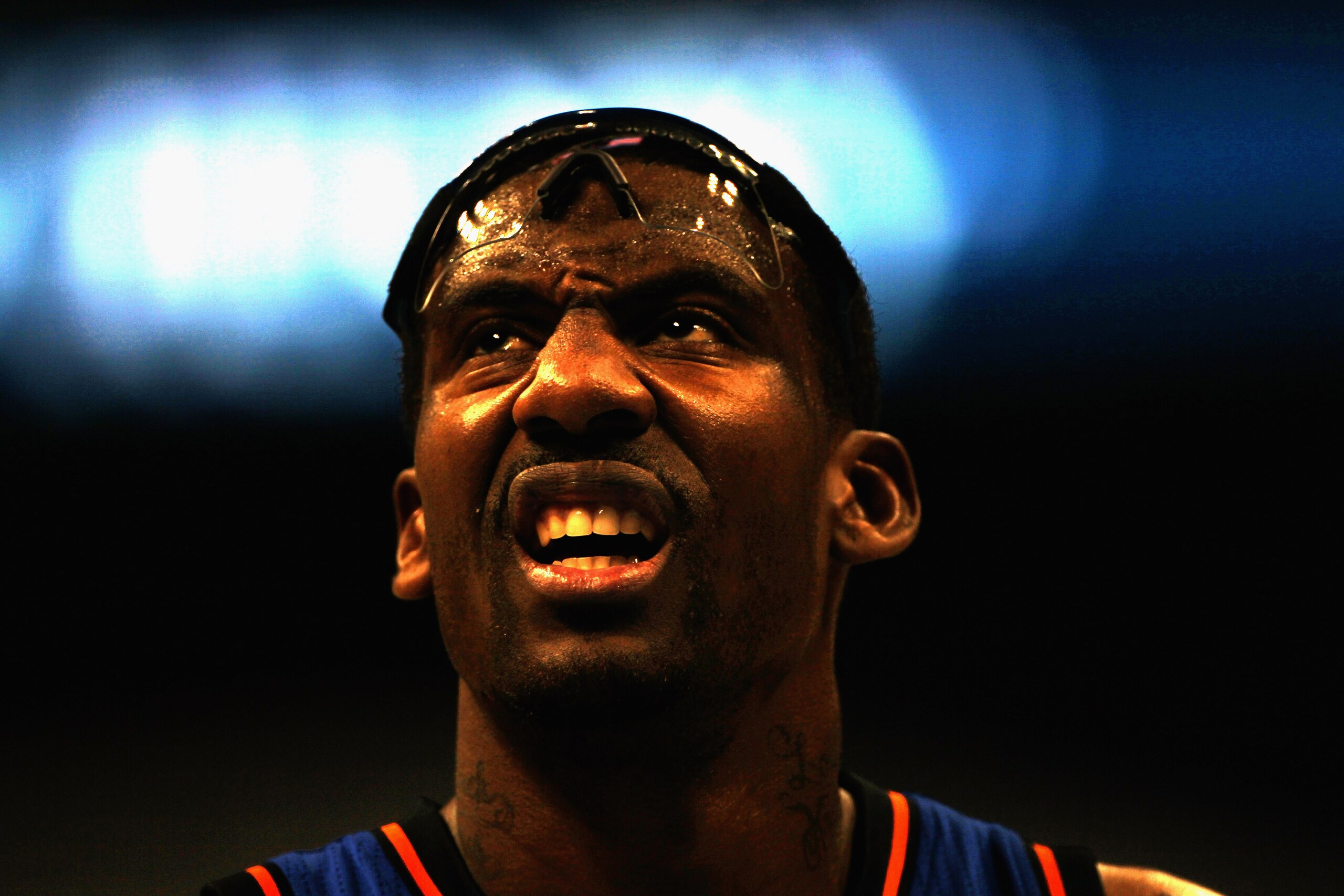 DENVER - NOVEMBER 16:  Amar'e Stoudemire #1 of the New York Knicks looks on against the Denver Nuggets at the Pepsi Center on November 16, 2010 in Denver, Colorado. The Nuggets defeated the Knicks 120-118. NOTE TO USER: User expressly acknowledges and agr