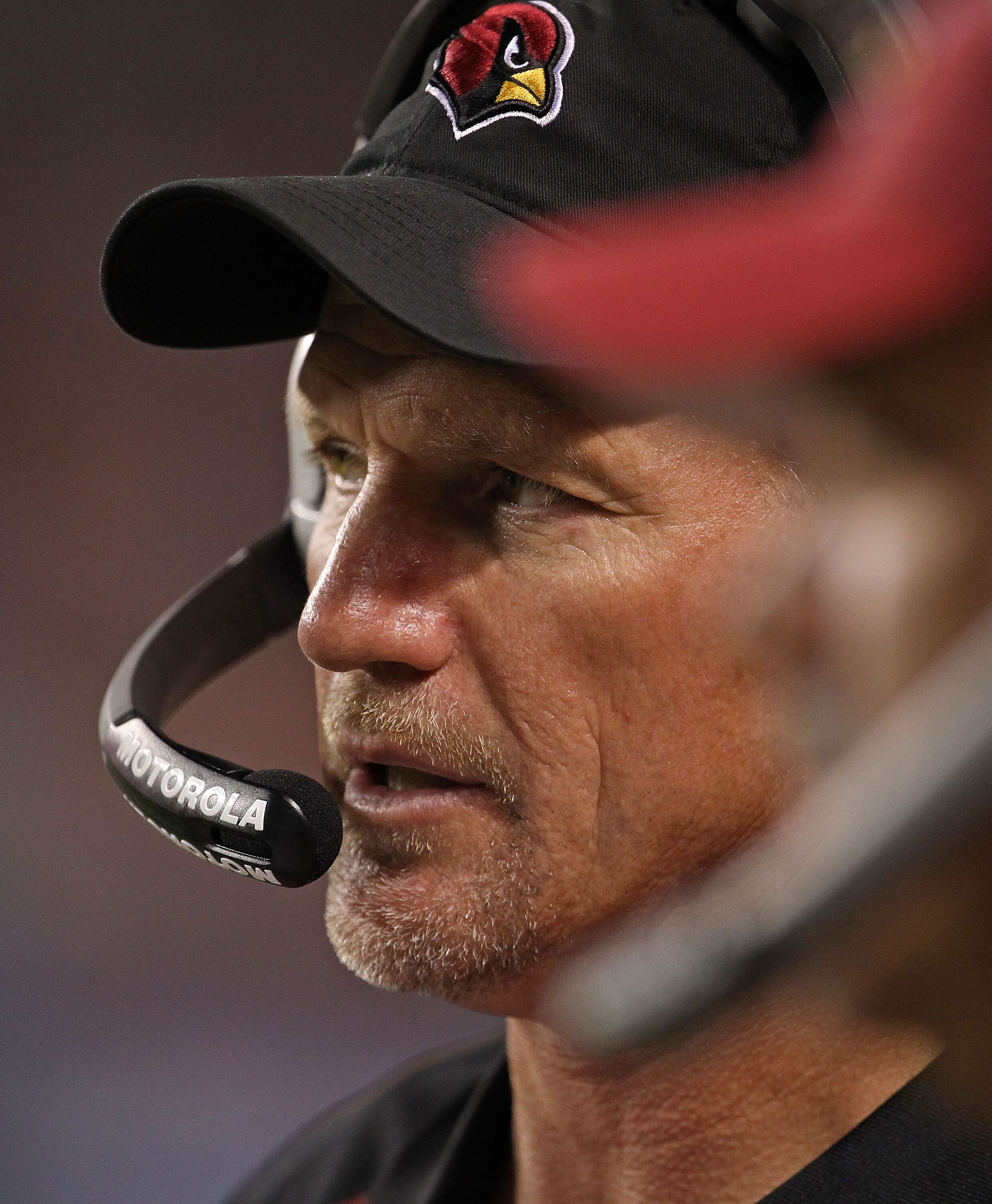 CHICAGO - AUGUST 28: Head coach Ken Whisenhunt of the Arizona Cardinals watches as his team takes on the Chicago Bears during a preseason game at Soldier Field on August 28, 2010 in Chicago, Illinois. The Cardinals defeated the Bears 14-9. (Photo by Jonat