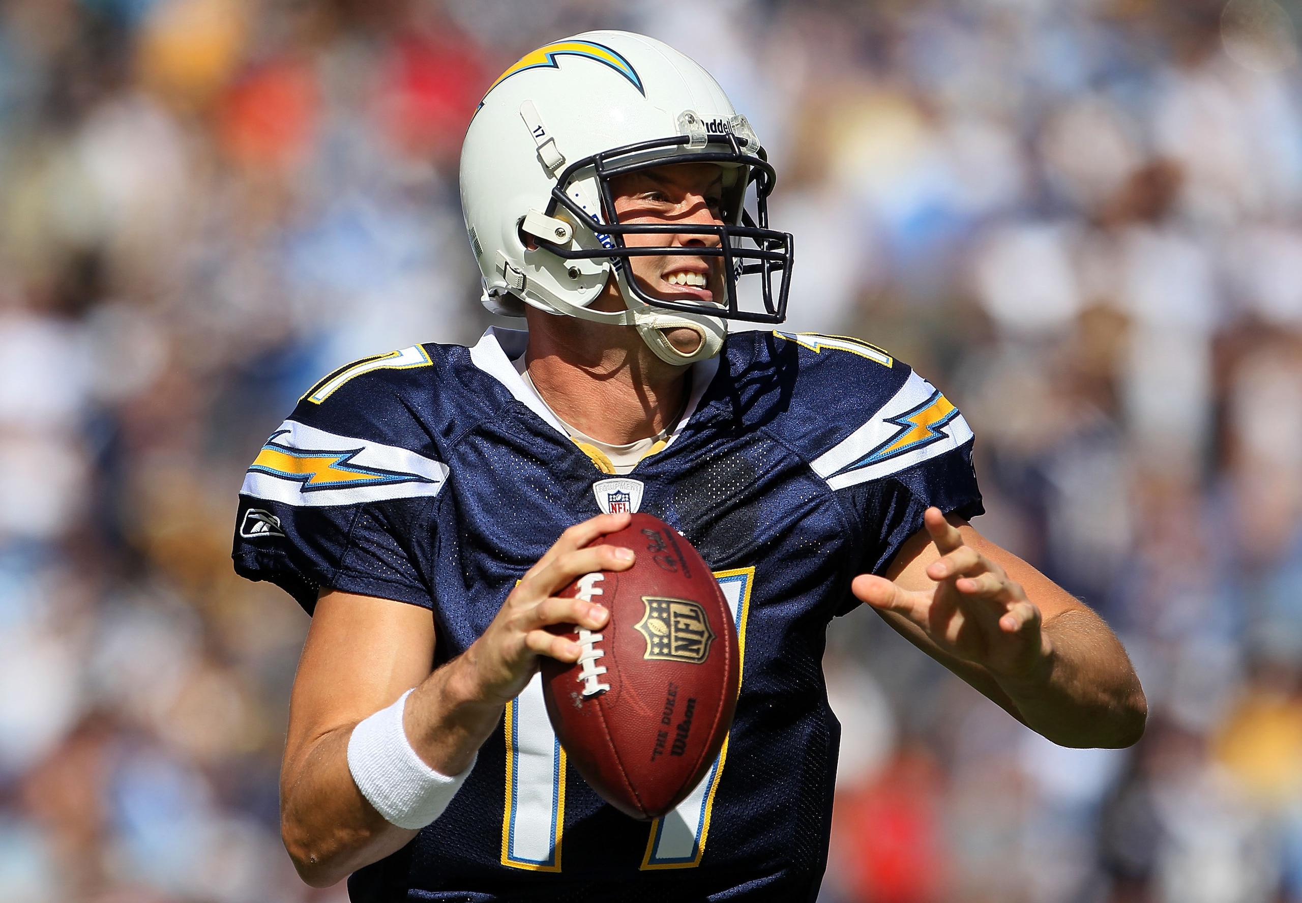 SAN DIEGO - OCTOBER 31:  Quarterback Philip Rivers #17 of the San Diego Chargers plays in the game against the Tennessee Titans at Qualcomm Stadium on October 31, 2010 in San Diego, California. The Chargers defeated the Titans 33-25.  (Photo by Jeff Gross