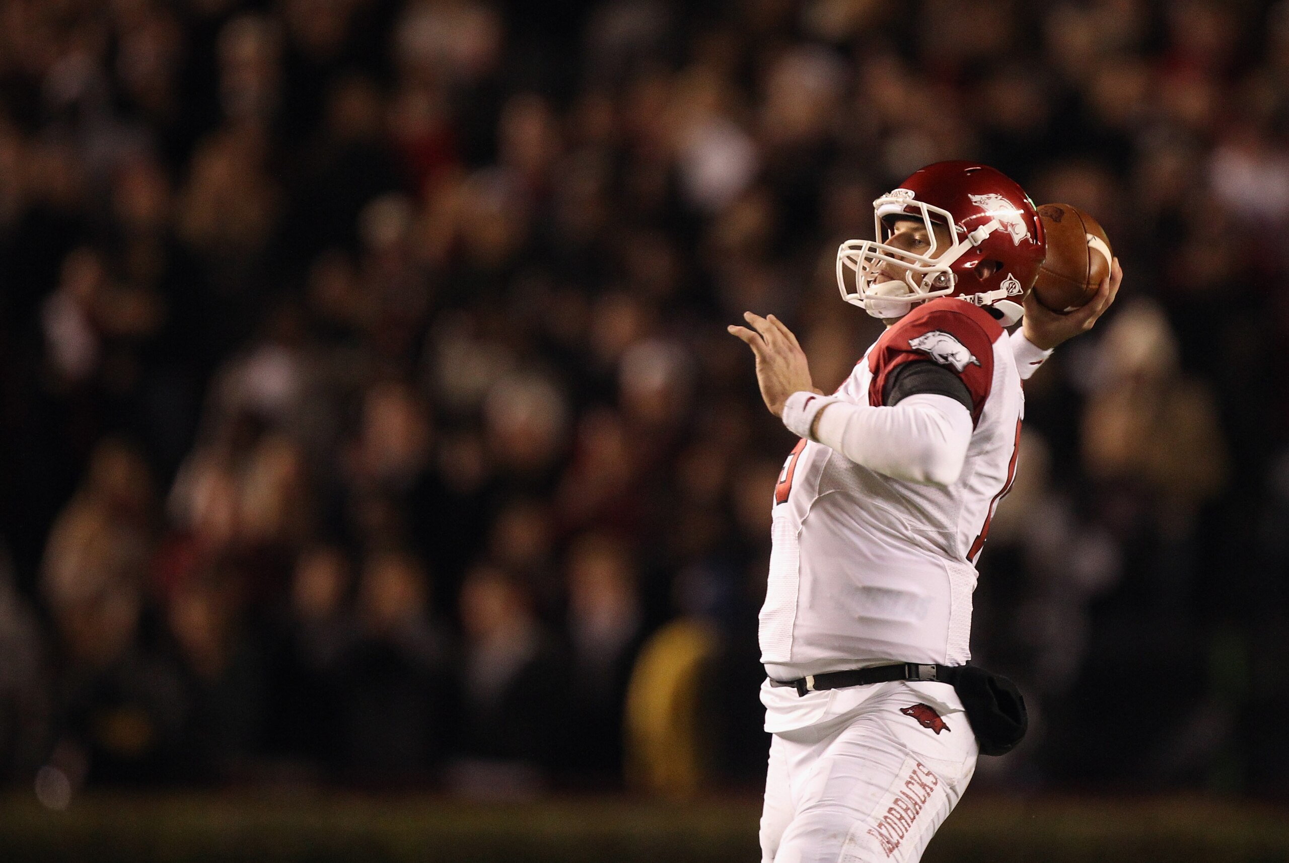 COLUMBIA, SC - NOVEMBER 06: Ryan Mallett #15 of the Arkansas Razorbacks against the South Carolina Gamecocks during their game at Williams-Brice Stadium on November 6, 2010 in Columbia, South Carolina. (Photo by Streeter Lecka/Getty Images) COLUMBIA, SC - NOVEMBER 06: Ryan Mallett #15 of the Arkansas Razorbacks against the South Carolina Gamecocks during their game at Williams-Brice Stadium on November 6, 2010 in Columbia, South Carolina. (Photo by Streeter Lecka/Getty Images)