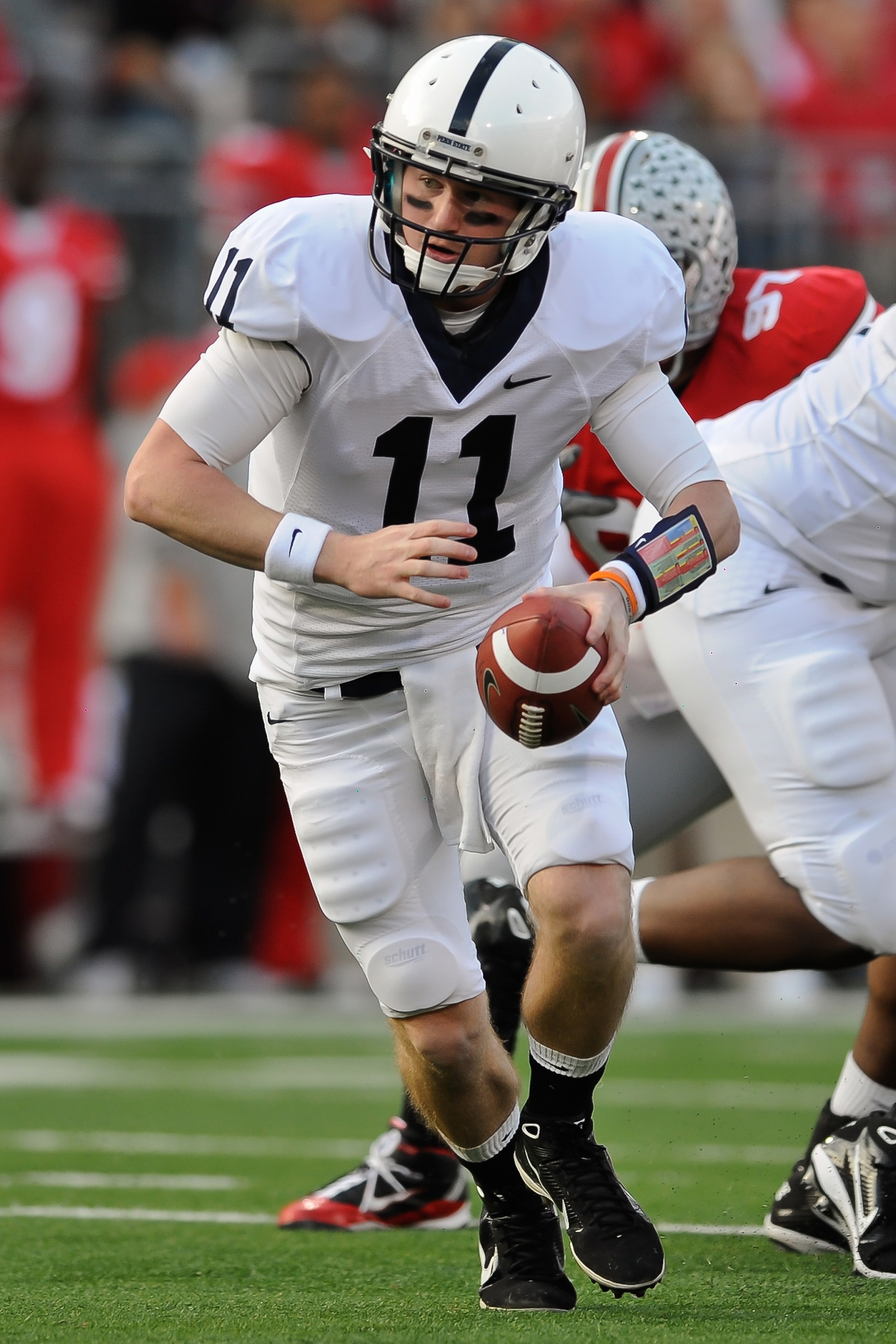 COLUMBUS, OH - NOVEMBER 13: Quarterback Matt McGloin #11 of the Penn State Nittany Lions hands off against the Ohio State Buckeyes at Ohio Stadium on November 13, 2010 in Columbus, Ohio. (Photo by Jamie Sabau/Getty Images) COLUMBUS, OH - NOVEMBER 13: Quarterback Matt McGloin #11 of the Penn State Nittany Lions hands off against the Ohio State Buckeyes at Ohio Stadium on November 13, 2010 in Columbus, Ohio. (Photo by Jamie Sabau/Getty Images)