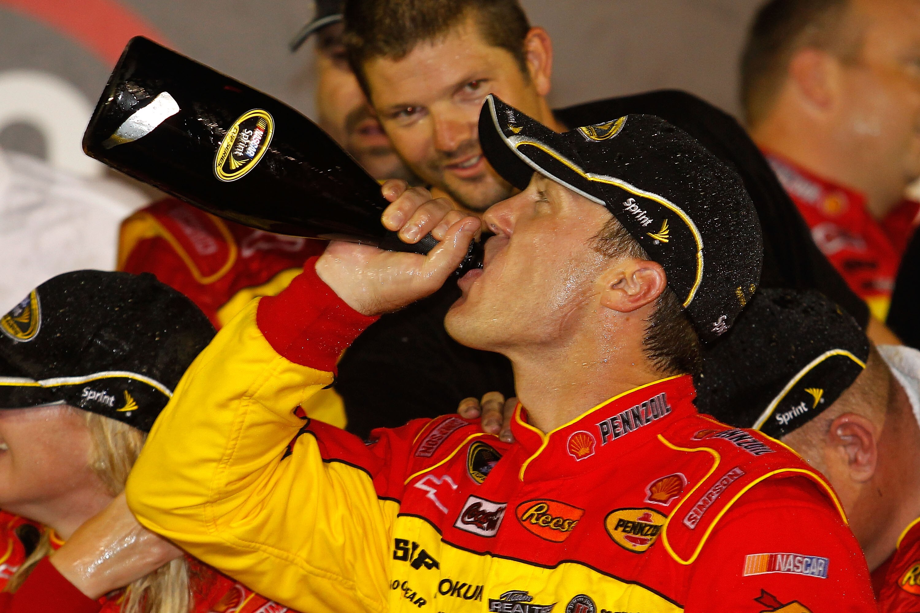 DAYTONA BEACH, FL - JULY 03:  Kevin Harvick, driver of the #29 Shell/Pennzoil Chevrolet, celebrates in victory lane after winning the NASCAR Sprint Cup Series Coke Zero 400 at Daytona International Speedway on July 3, 2010 in Daytona Beach, Florida.  (Pho