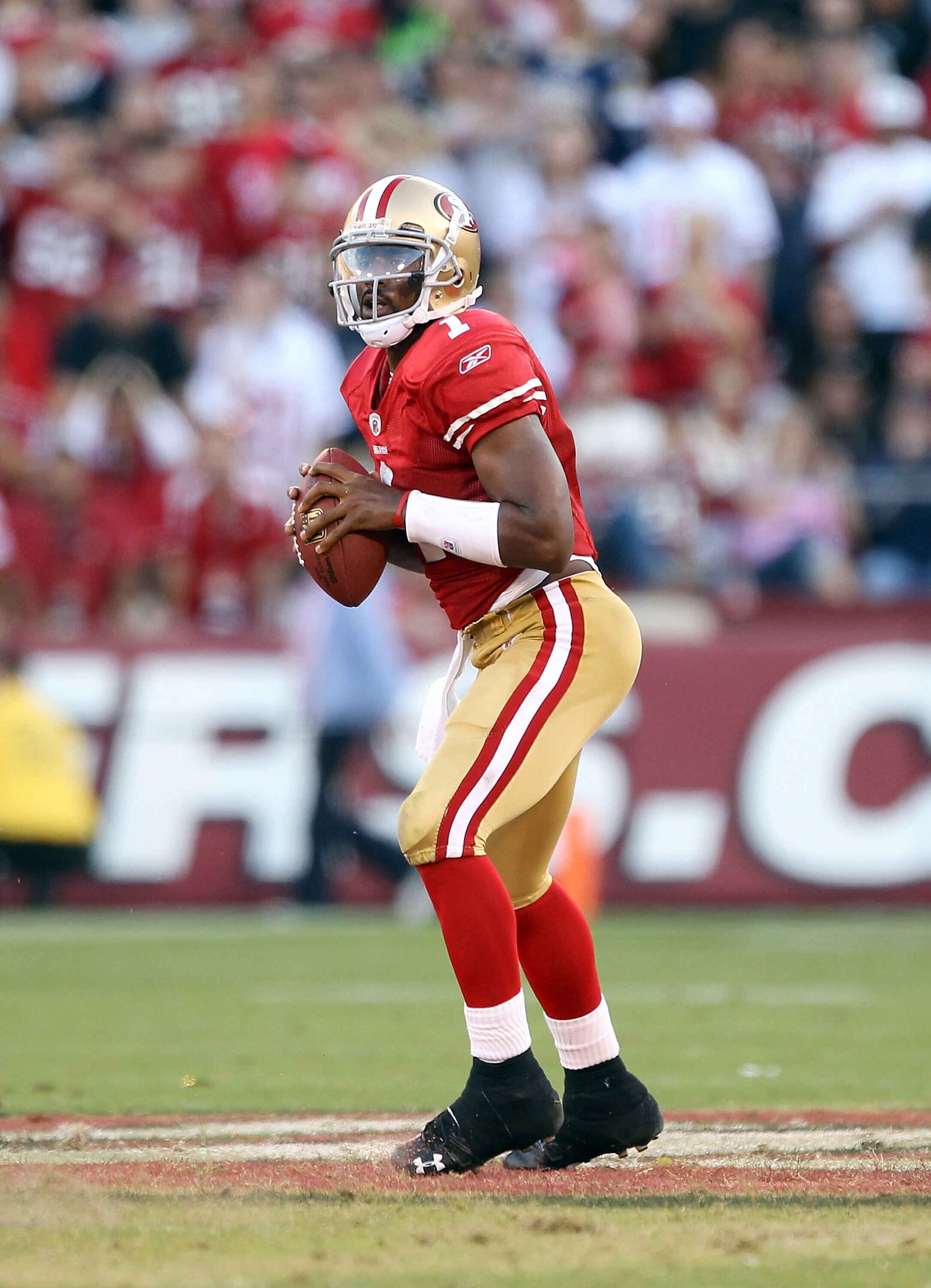 SAN FRANCISCO - NOVEMBER 14:  Troy Smith #1 of the San Francisco 49ers in action against the St. Louis Rams at Candlestick Park on November 14, 2010 in San Francisco, California.  (Photo by Ezra Shaw/Getty Images)