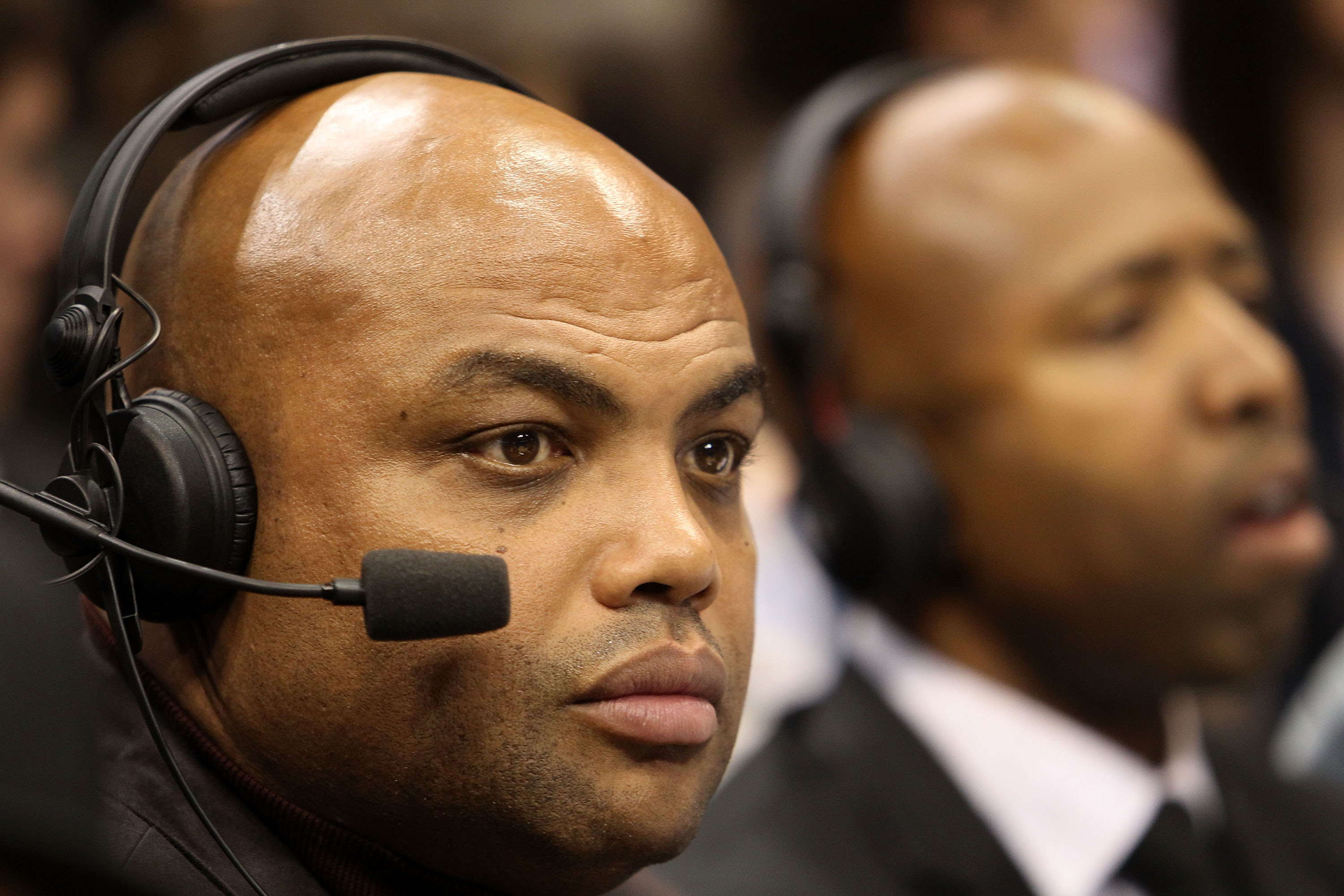DALLAS - FEBRUARY 12:  Nba Announcer and former NBA player Charles Barkley looks on during the game between the Sophomore team and the Rookie team during the second half of the T-Mobile Rookie Challenge & Youth Jam part of 2010 NBA All-Star Weekend at Ame