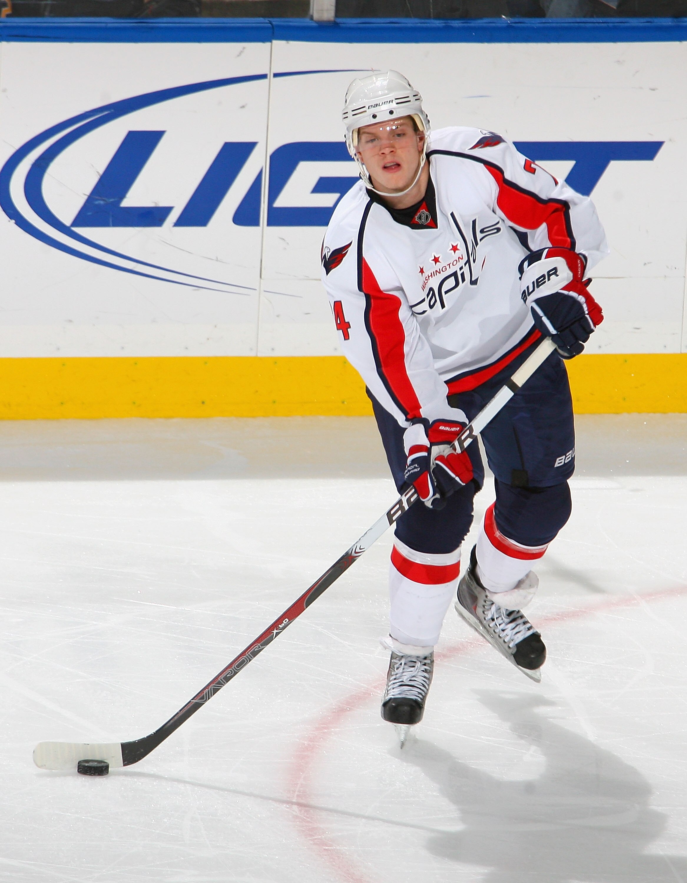 BUFFALO, NY - NOVEMBER 13: John Carlson #74 of the Washington Capitals skates against the Buffalo Sabres  at HSBC Arena on November13, 2010 in Buffalo, New York. Buffalo won 3-2 in overtime.  (Photo by Rick Stewart/Getty Images)