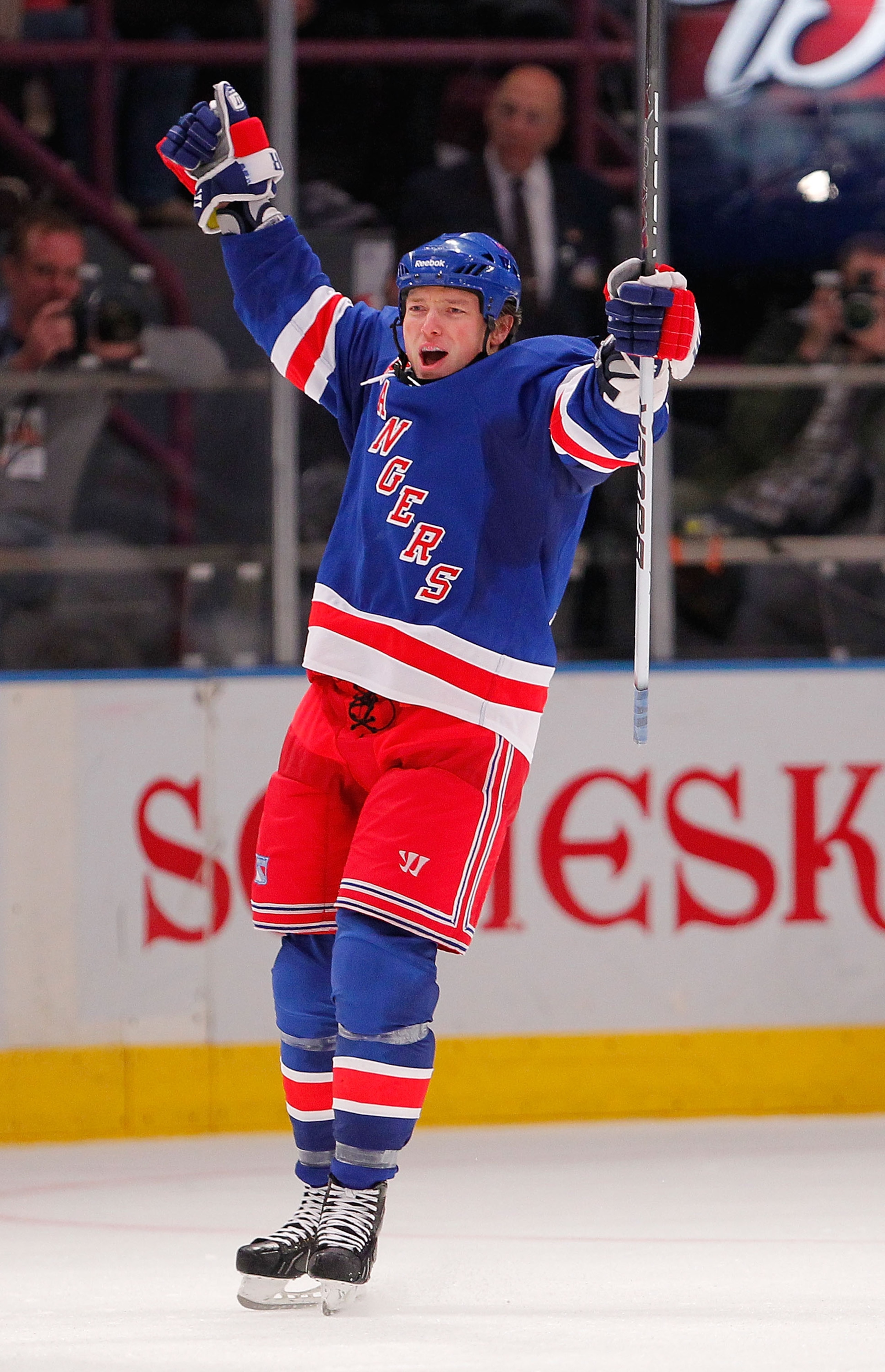 NEW YORK - NOVEMBER 14: Ruslan Fedotenko #19 of the New York Rangers celebrates scoring a goal during a hockey game against the Edmonton Oilers at Madison Square Garden on November 14, 2010 in New York City. (Photo by Paul Bereswill/Getty Images) NEW YORK - NOVEMBER 14: Ruslan Fedotenko #19 of the New York Rangers celebrates scoring a goal during a hockey game against the Edmonton Oilers at Madison Square Garden on November 14, 2010 in New York City. (Photo by Paul Bereswill/Getty Images)