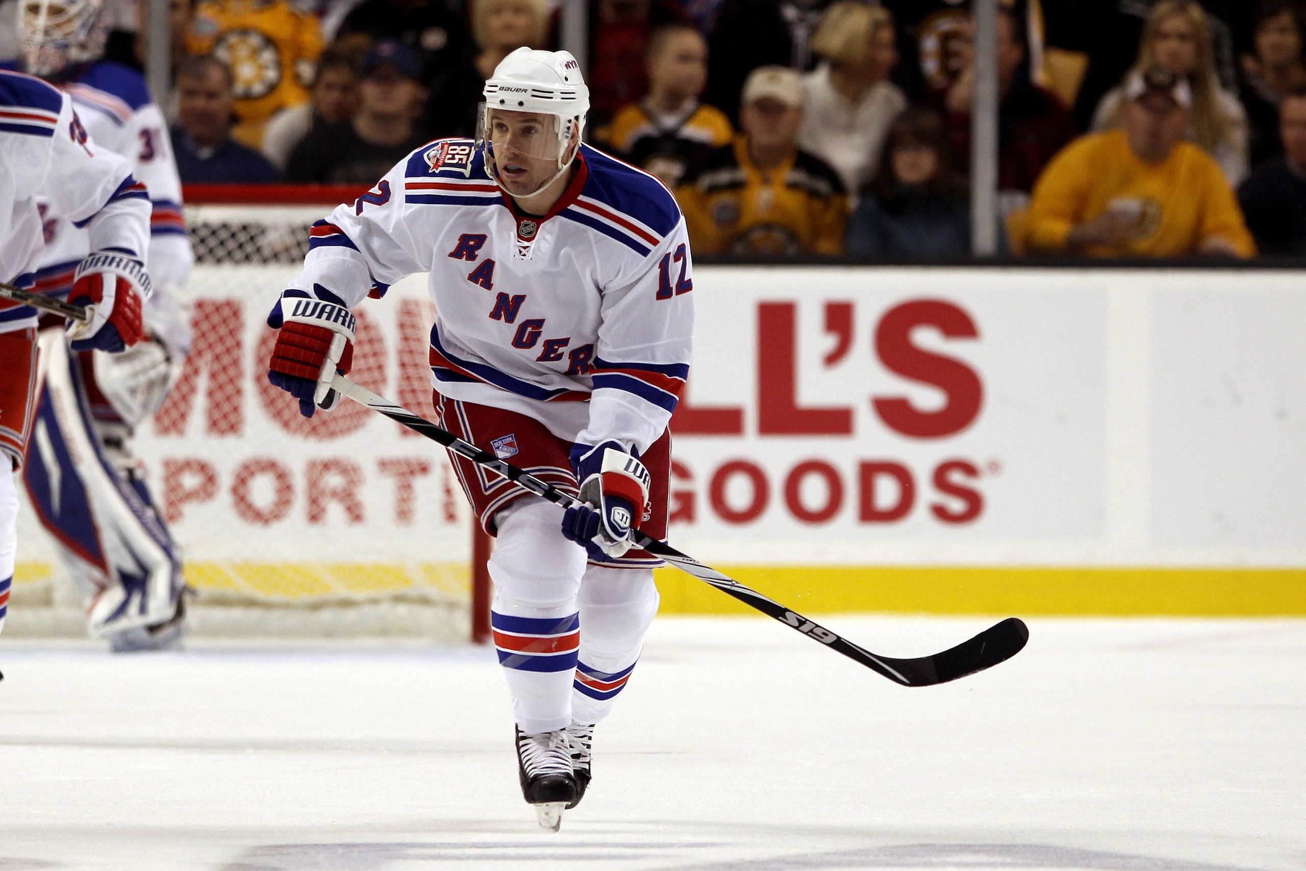 BOSTON - OCTOBER 23: Todd White #12 of the New York Rangers skates against the Boston Bruins at the TD Garden on October 23, 2010 in Boston, Massachusetts. The Rangers won 3-2. (Photo by Bruce Bennett/Getty Images) BOSTON - OCTOBER 23: Todd White #12 of the New York Rangers skates against the Boston Bruins at the TD Garden on October 23, 2010 in Boston, Massachusetts. The Rangers won 3-2. (Photo by Bruce Bennett/Getty Images)