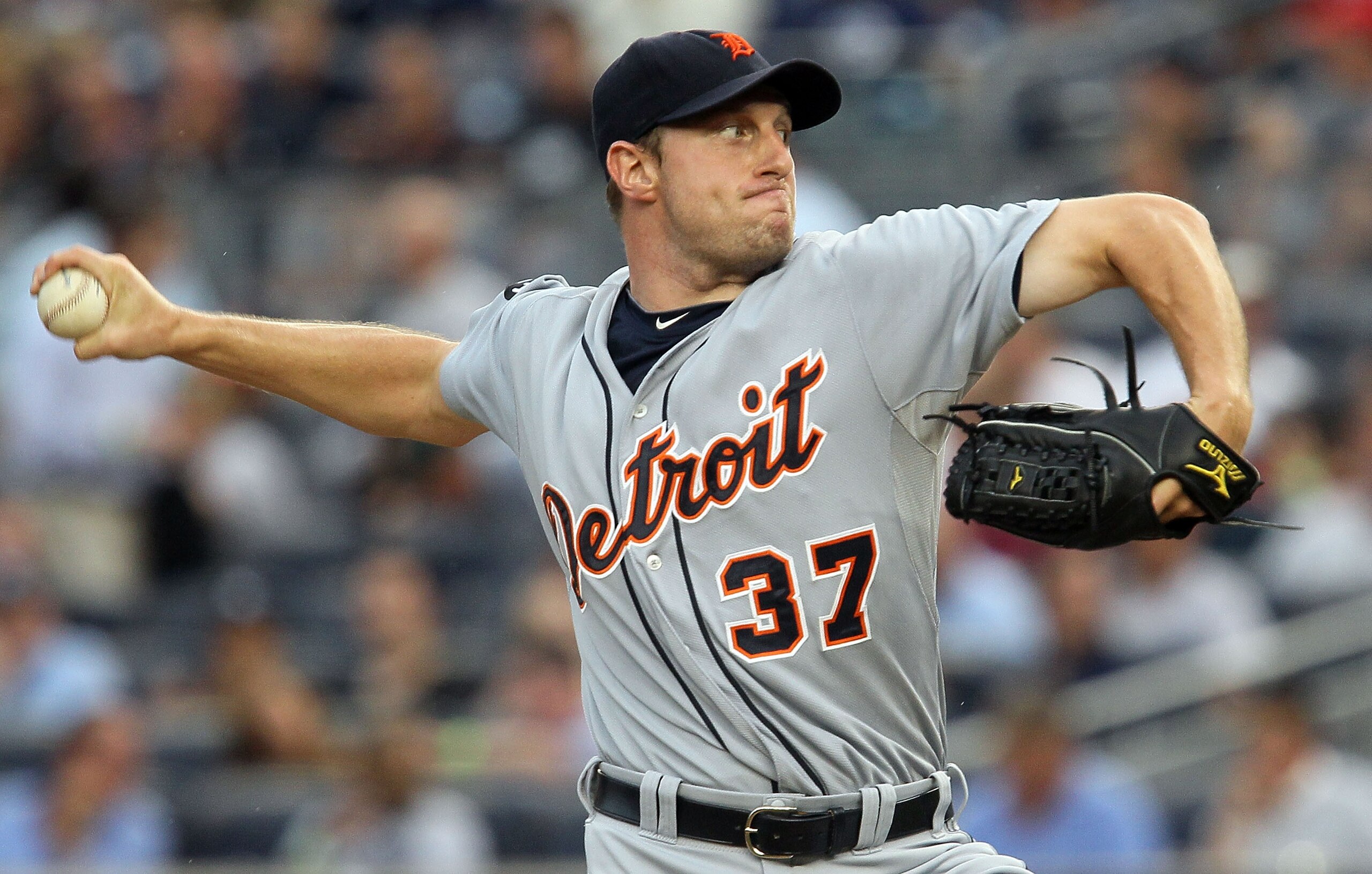 NEW YORK - AUGUST 16: Max Scherzer #37 of the Detroit Tigers delivers a pitch against the New York Yankees on August 16, 2010 at Yankee Stadium in the Bronx borough of New York City. (Photo by Jim McIsaac/Getty Images) NEW YORK - AUGUST 16: Max Scherzer #37 of the Detroit Tigers delivers a pitch against the New York Yankees on August 16, 2010 at Yankee Stadium in the Bronx borough of New York City. (Photo by Jim McIsaac/Getty Images)