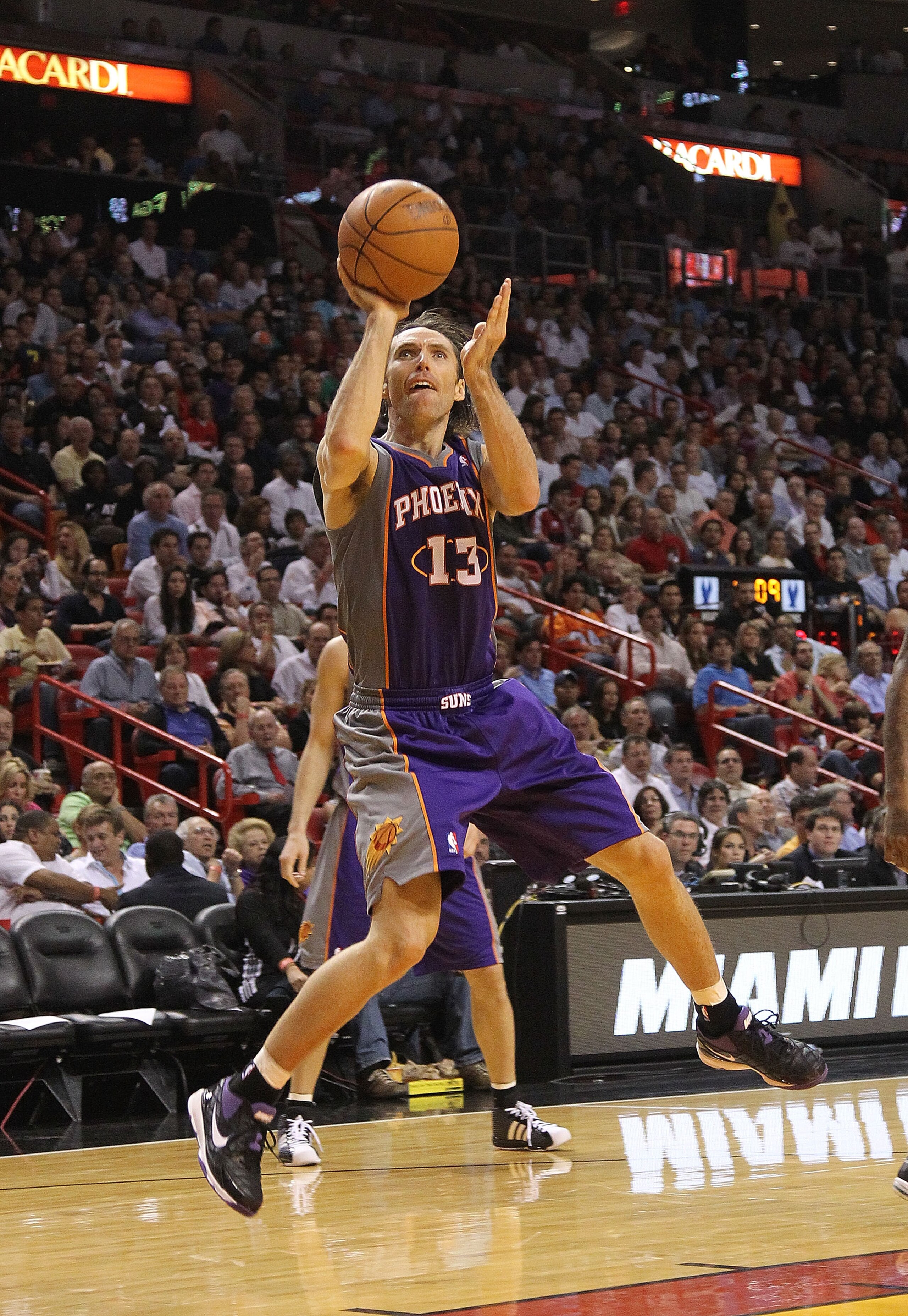 MIAMI - NOVEMBER 17: Steve Nash #13 of the Phoenix Suns shoots a jumpshot during a game against the Miami Heat at American Airlines Arena on November 17, 2010 in Miami, Florida. NOTE TO USER: User expressly acknowledges and agrees that, by downloading MIAMI - NOVEMBER 17: Steve Nash #13 of the Phoenix Suns shoots a jumpshot during a game against the Miami Heat at American Airlines Arena on November 17, 2010 in Miami, Florida. NOTE TO USER: User expressly acknowledges and agrees that, by downloading