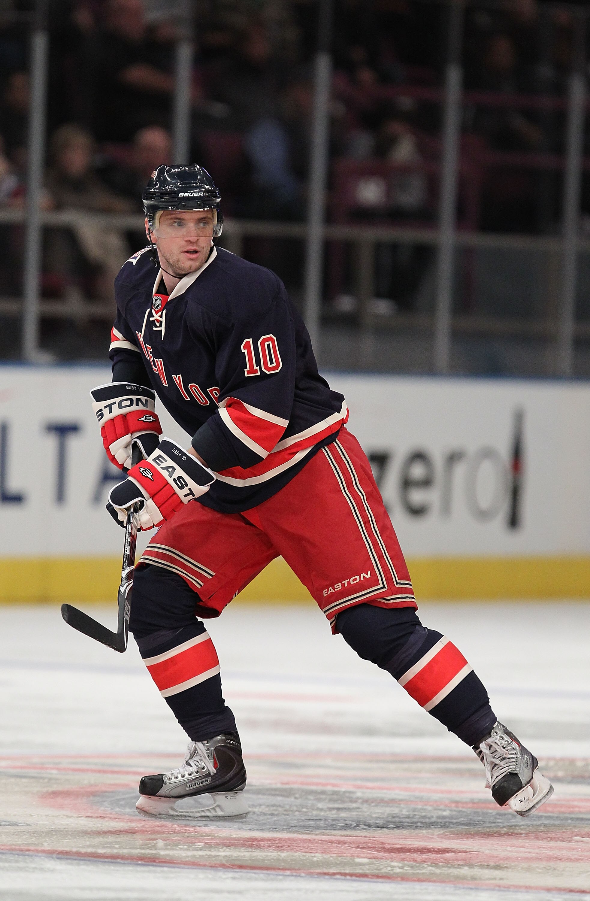 NEW YORK - NOVEMBER 17:  Marian Gaborik #10 of the New York Rangers in action against the Boston Bruins during their game on November 17, 2010 at Madison Square Garden in New York City, New York.  (Photo by Al Bello/Getty Images)