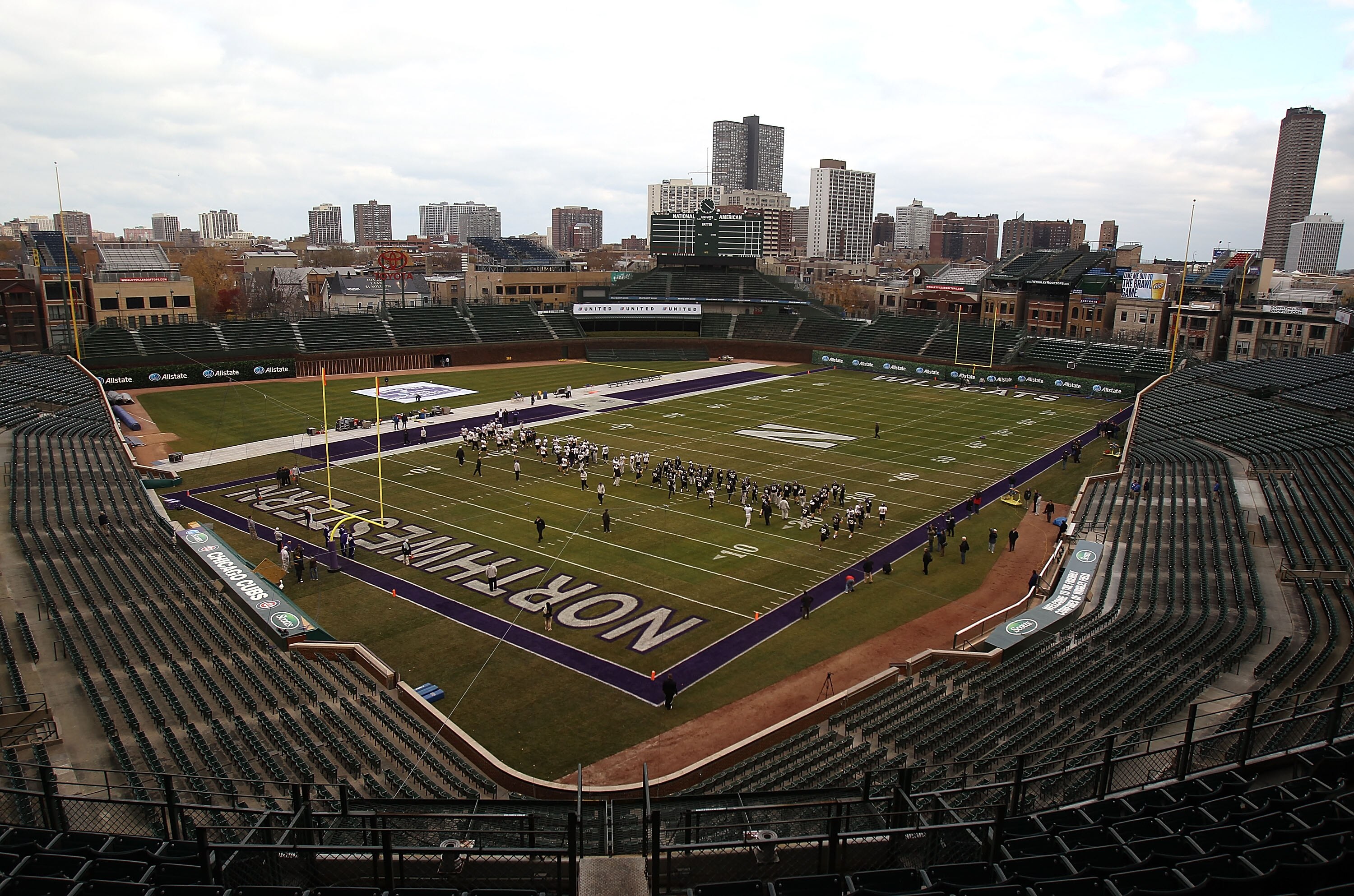 CHICAGO - NOVEMBER 18: A general view as the Northwestern Wildcats practice for a game against the Illinois Fighting Illini on Saturday November 20 at Wrigley Field on November 18, 2010 in Chicago, Illinois. (Photo by Jonathan Daniel/Getty Images)