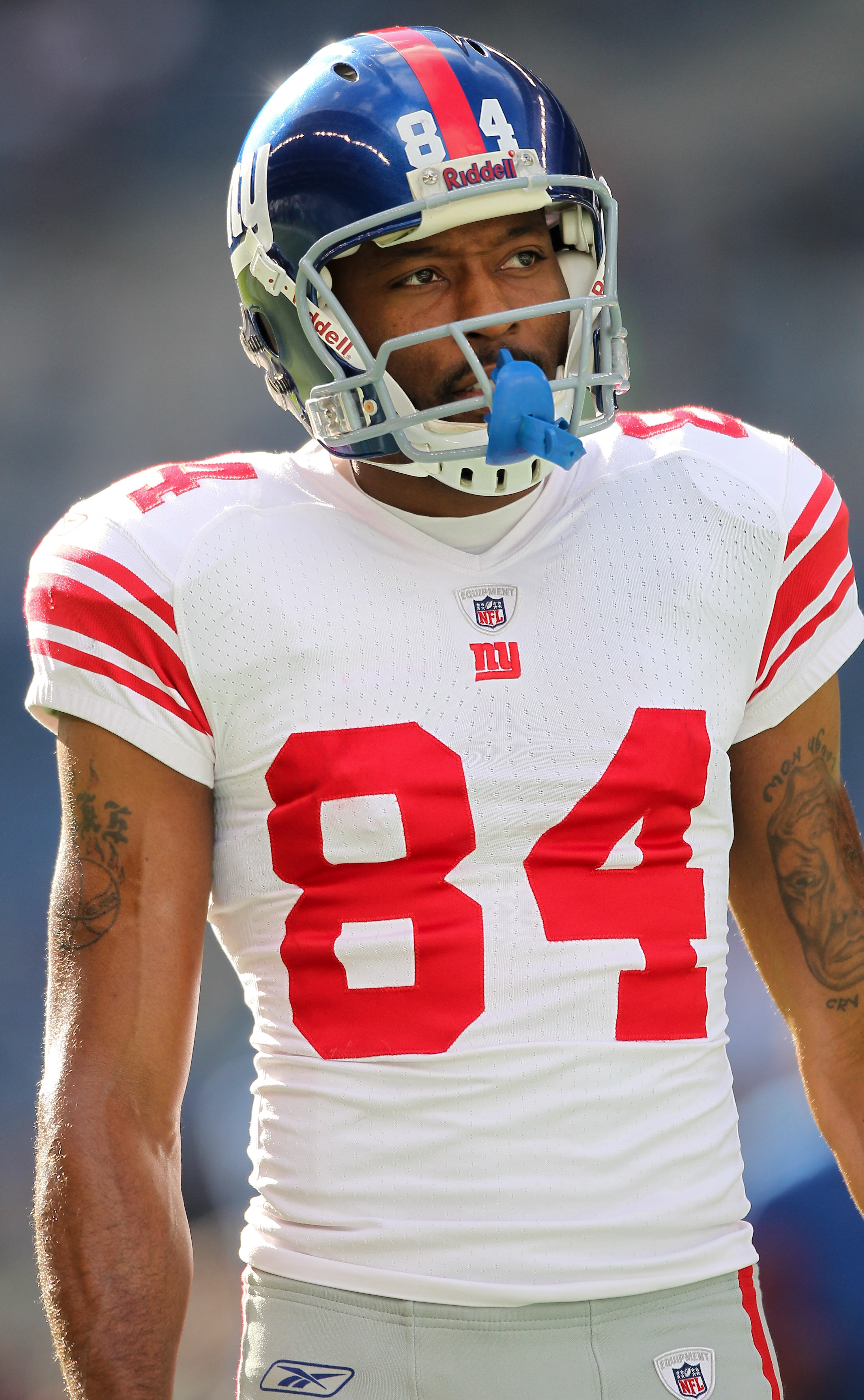 SEATTLE - NOVEMBER 07:  Wide receiver Duke Calhoun #84 of the New York Giants looks on during warmups prior to the game against the Seattle Seahawks at Qwest Field on November 7, 2010 in Seattle, Washington. The Giants defeated the Seahawks 41-7. (Photo b