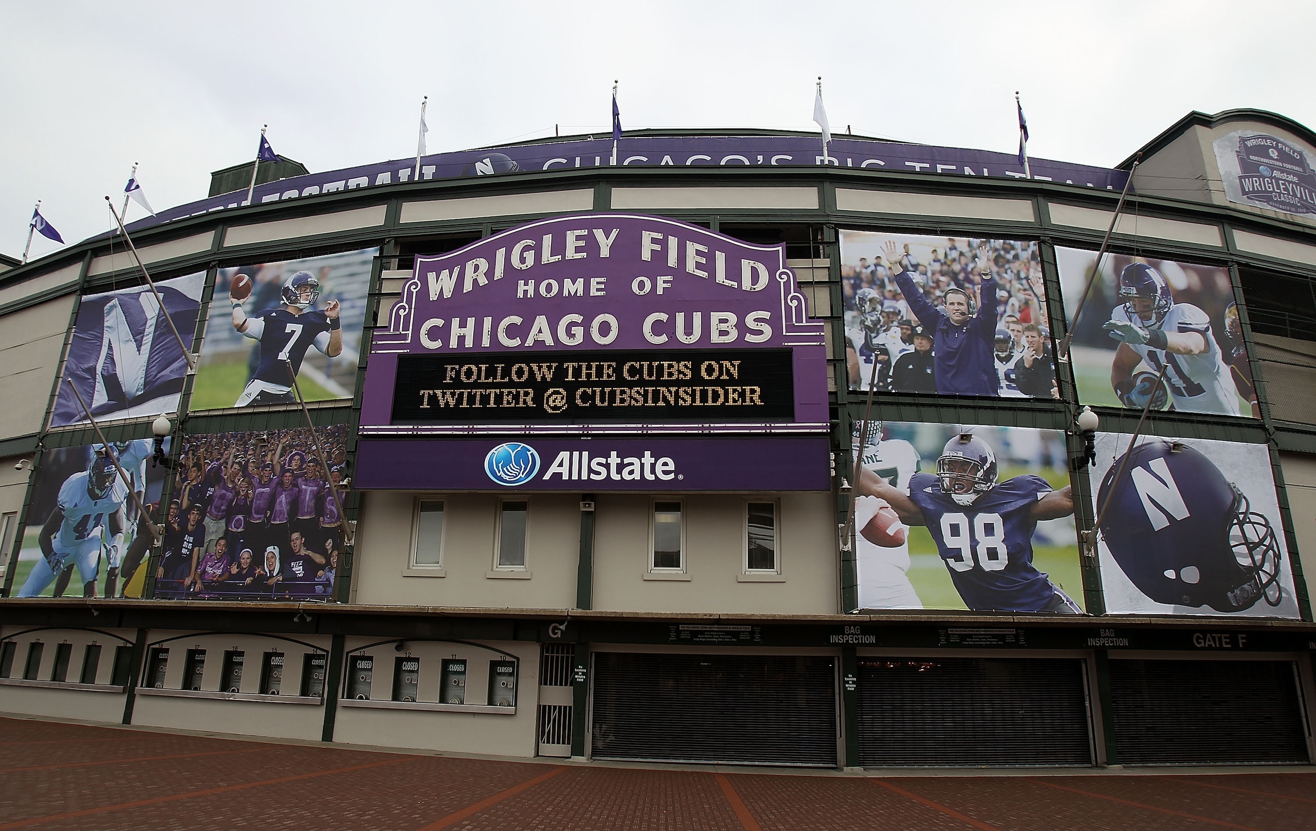 CHICAGO - NOVEMBER 18: A general view of the exterior of Wrigley Field, where the Northwestern Wildcats will host a game against the Illinois Fighting Illini on Saturday November 20, on November 18, 2010 in Chicago, Illinois. (Photo by Jonathan Daniel/Get CHICAGO - NOVEMBER 18: A general view of the exterior of Wrigley Field, where the Northwestern Wildcats will host a game against the Illinois Fighting Illini on Saturday November 20, on November 18, 2010 in Chicago, Illinois. (Photo by Jonathan Daniel/Get