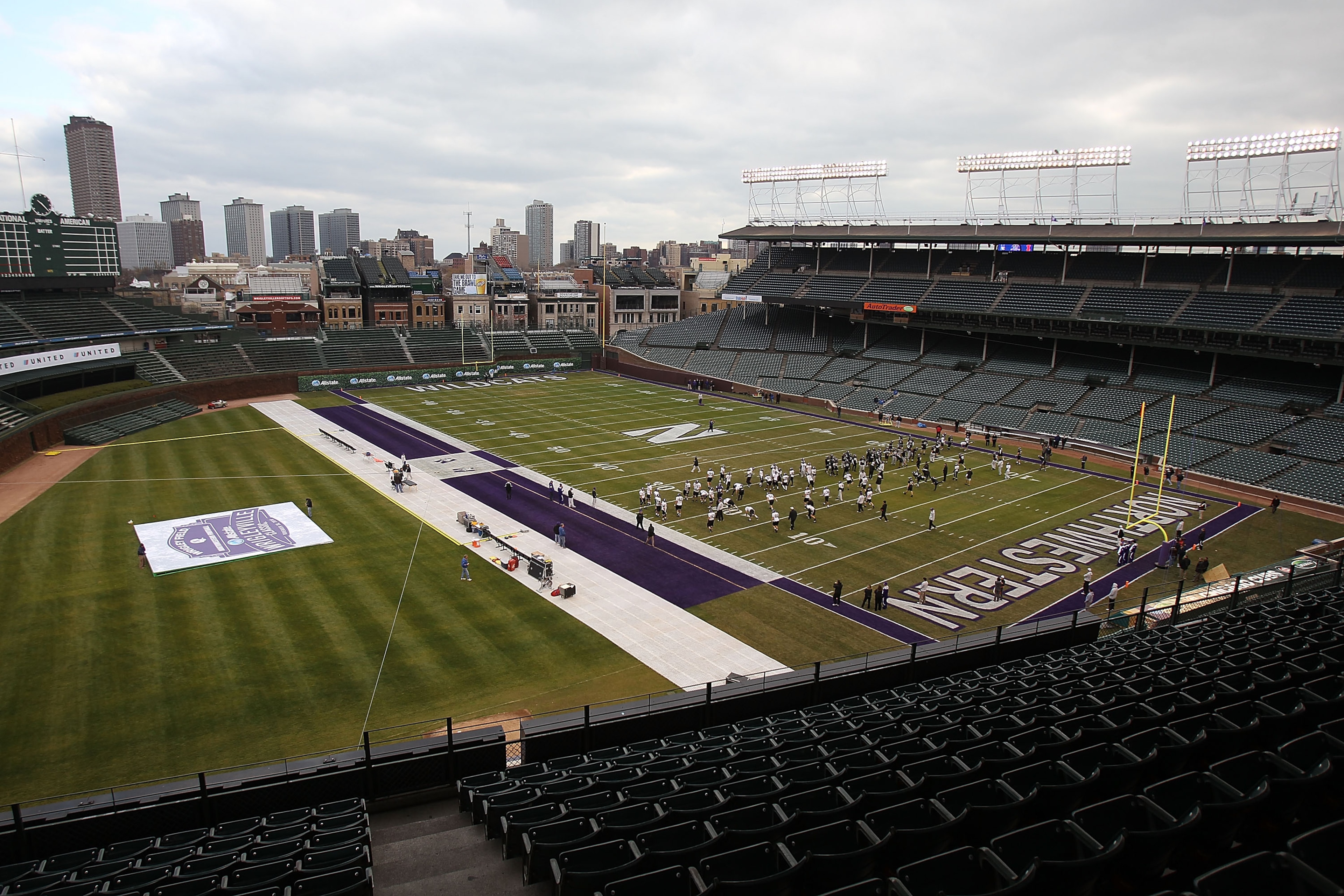CHICAGO - NOVEMBER 18: A general view as the Northwestern Wildcats practice for a game against the Illinois Fighting Illini on Saturday November 20 at Wrigley Field on November 18, 2010 in Chicago, Illinois. (Photo by Jonathan Daniel/Getty Images)