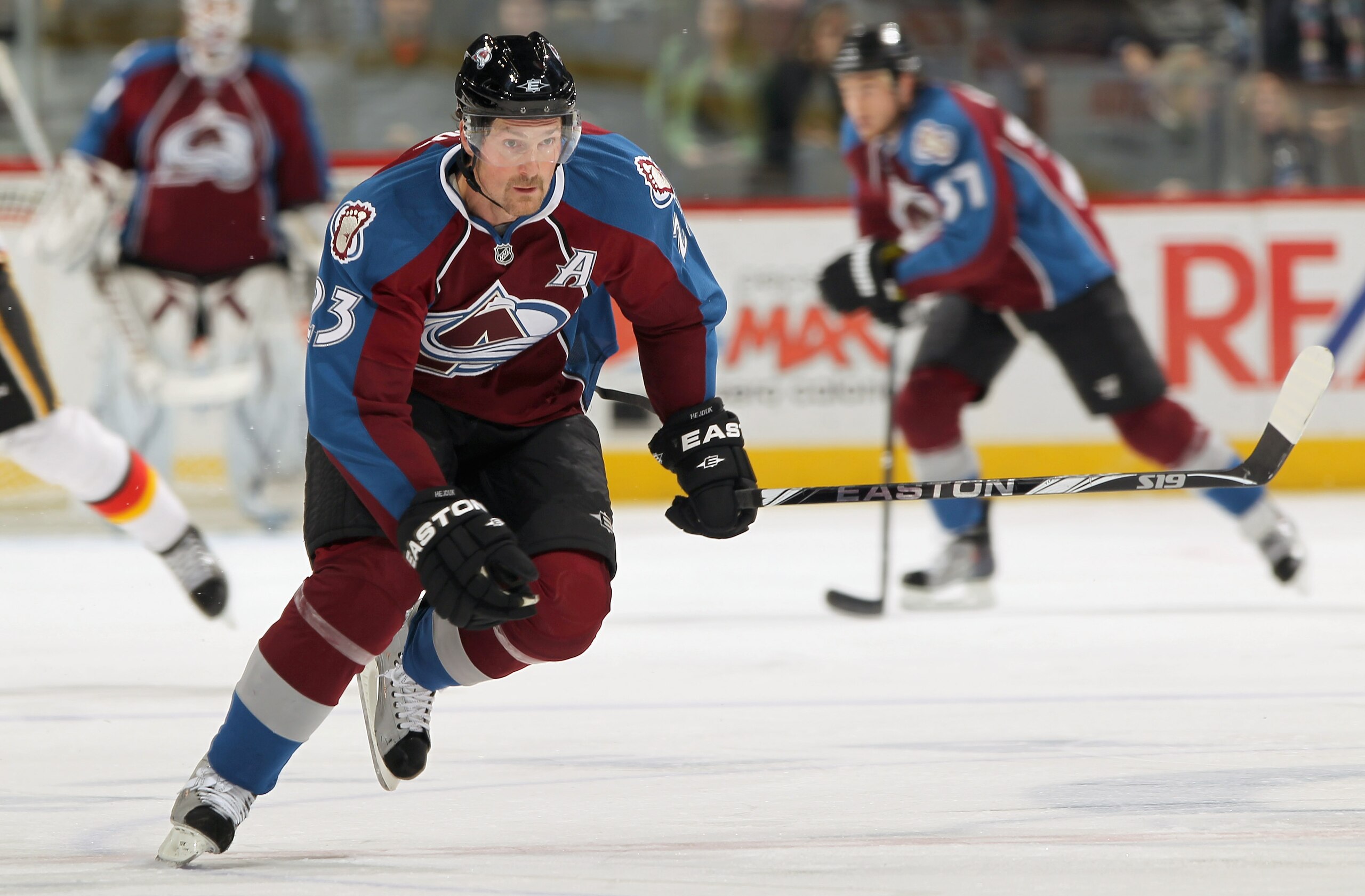 DENVER - NOVEMBER 09:  Milan Hejduk #23 of the Colorado Avalanche skates against the Calgary Flames at the Pepsi Center on November 9, 2010 in Denver, Colorado. The Flames defeated the Avalanche 4-2.  (Photo by Doug Pensinger/Getty Images)