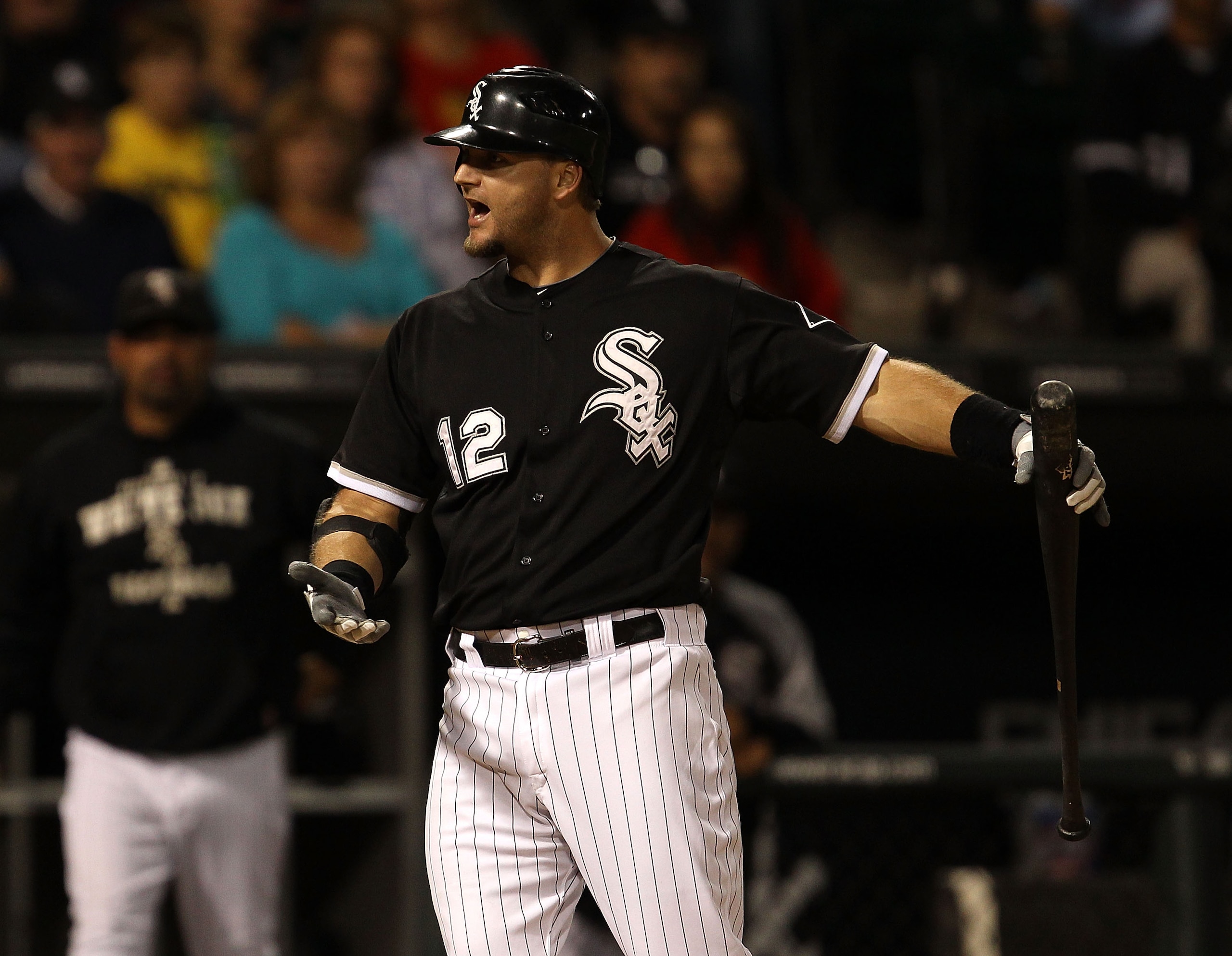 CHICAGO - SEPTEMBER 14: A.J. Pierzynski #12 of the Chicago White Sox argues a called third strike with umpire Brian O'Nora during a game against the Minnesota Twins at U.S. Cellular Field on September 14, 2010 in Chicago, Illinois. (Photo by Jonathan Dani CHICAGO - SEPTEMBER 14: A.J. Pierzynski #12 of the Chicago White Sox argues a called third strike with umpire Brian O'Nora during a game against the Minnesota Twins at U.S. Cellular Field on September 14, 2010 in Chicago, Illinois. (Photo by Jonathan Dani