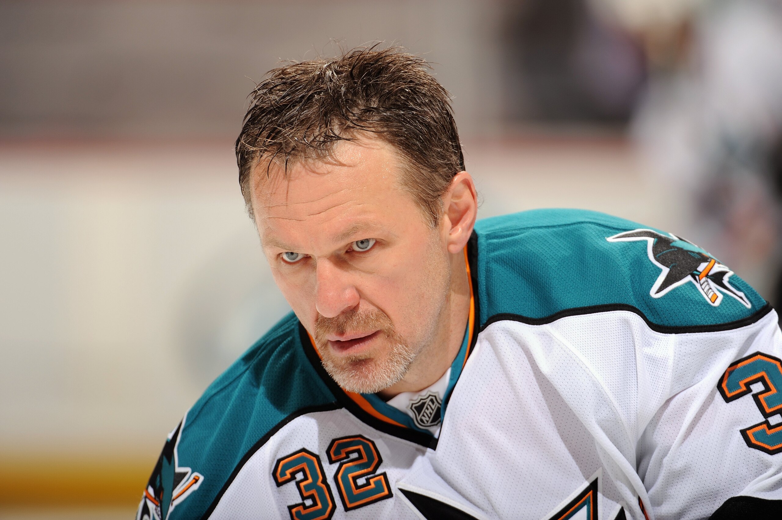 ANAHEIM, CA - APRIL 21: Claude Lemieux #32 of the San Jose Sharks looks on against the Anaheim Ducks during Game Three of the Western Conference Quarterfinal Round of the 2009 Stanley Cup Playoffs at Honda Center on April 21, 2009 in Anaheim, California. ANAHEIM, CA - APRIL 21: Claude Lemieux #32 of the San Jose Sharks looks on against the Anaheim Ducks during Game Three of the Western Conference Quarterfinal Round of the 2009 Stanley Cup Playoffs at Honda Center on April 21, 2009 in Anaheim, California.