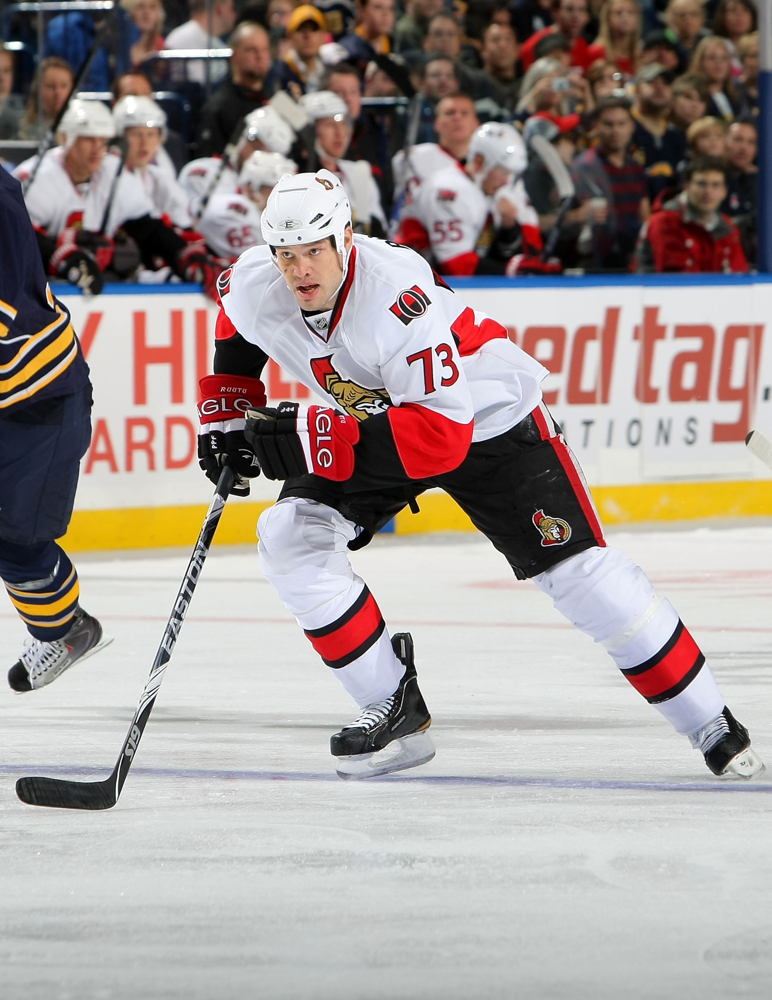BUFFALO - OCTOBER 22: Jarkko Ruutu #73 of the Ottawa Senators skates against the Buffalo Sabres during their NHL game at HSBC Arena October 22, 2010 in Buffalo, New York.(Photo By Dave Sandford/Getty Images) BUFFALO - OCTOBER 22: Jarkko Ruutu #73 of the Ottawa Senators skates against the Buffalo Sabres during their NHL game at HSBC Arena October 22, 2010 in Buffalo, New York.(Photo By Dave Sandford/Getty Images)