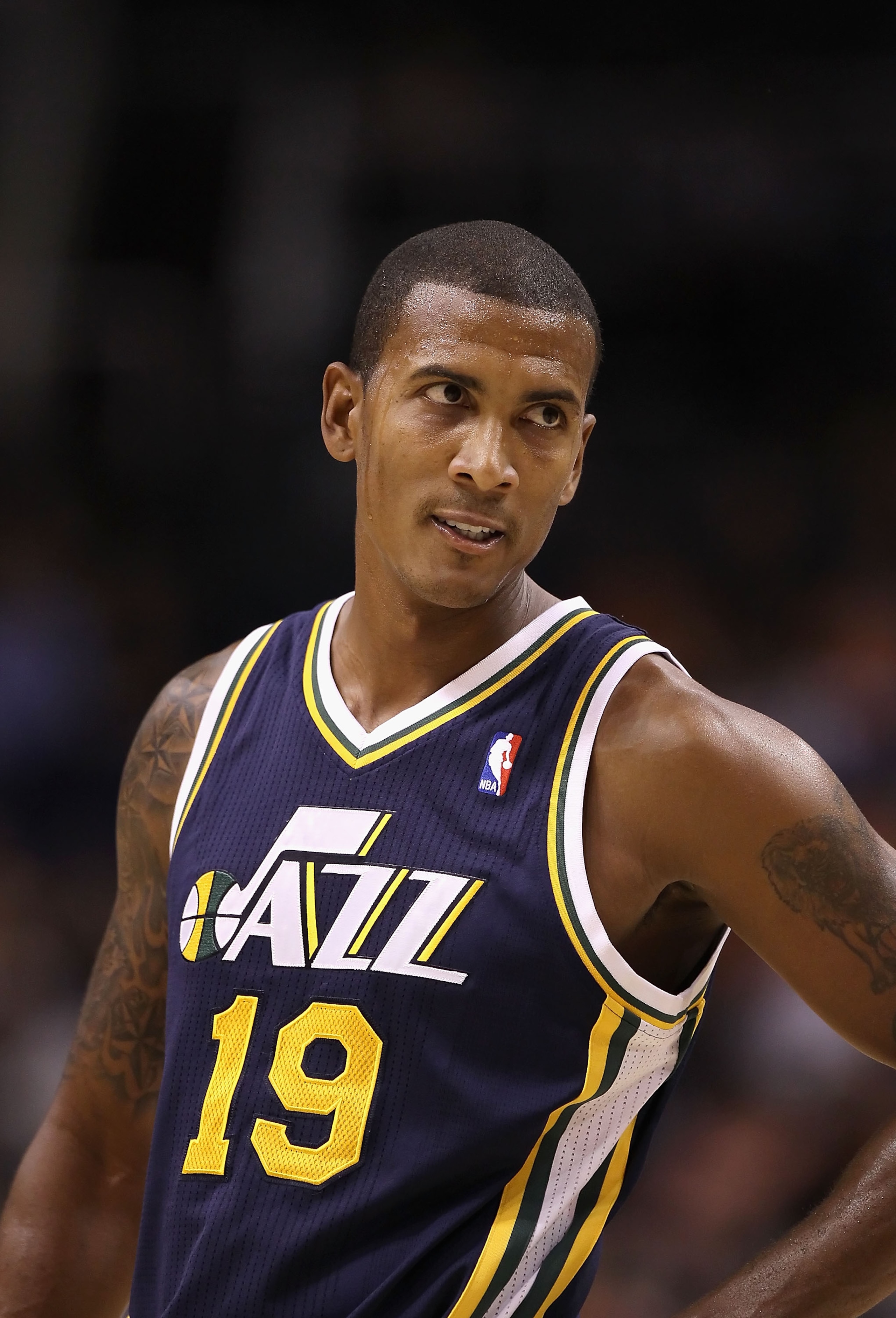 PHOENIX - OCTOBER 12: Raja Bell #19 of the Utah Jazz in action during the preseason NBA game against the Phoenix Suns at US Airways Center on October 12, 2010 in Phoenix, Arizona. NOTE TO USER: User expressly acknowledges and agrees that, by downloading PHOENIX - OCTOBER 12: Raja Bell #19 of the Utah Jazz in action during the preseason NBA game against the Phoenix Suns at US Airways Center on October 12, 2010 in Phoenix, Arizona. NOTE TO USER: User expressly acknowledges and agrees that, by downloading