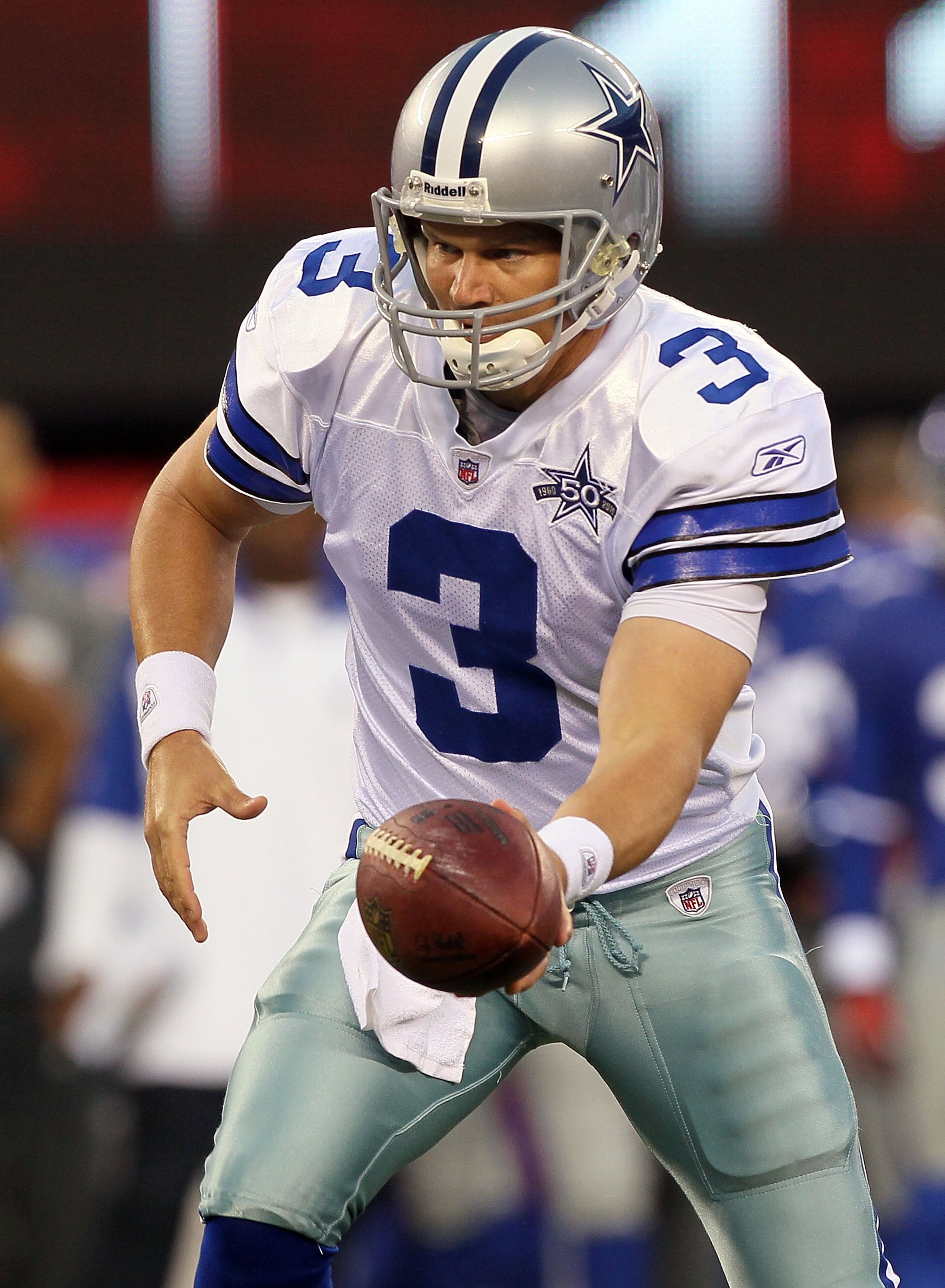 EAST RUTHERFORD, NJ - NOVEMBER 14:  Jon Kitna #3 of the Dallas Cowboys in action against the New York Giants on November 14, 2010 at the New Meadowlands Stadium in East Rutherford, New Jersey. The Cowboys defeated the Giants 33-20.  (Photo by Jim McIsaac/