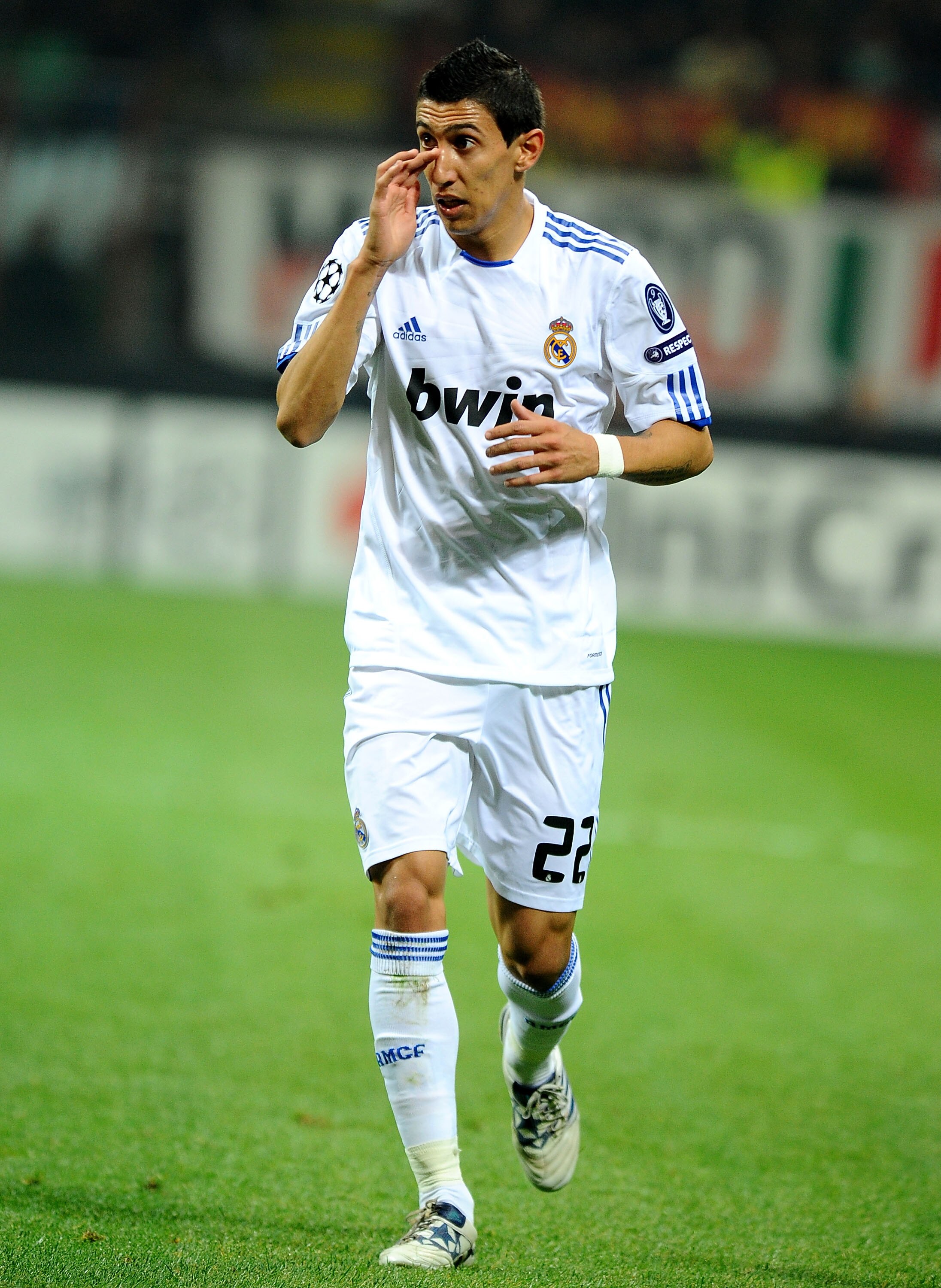 MILAN, ITALY - NOVEMBER 03: Angel Di Maria of Real Madrid during the UEFA Champions League group G match between AC Milan and Real Madrid at Stadio Giuseppe Meazza on November 3, 2010 in Milan, Italy. (Photo by Massimo Cebrelli/Getty Images)