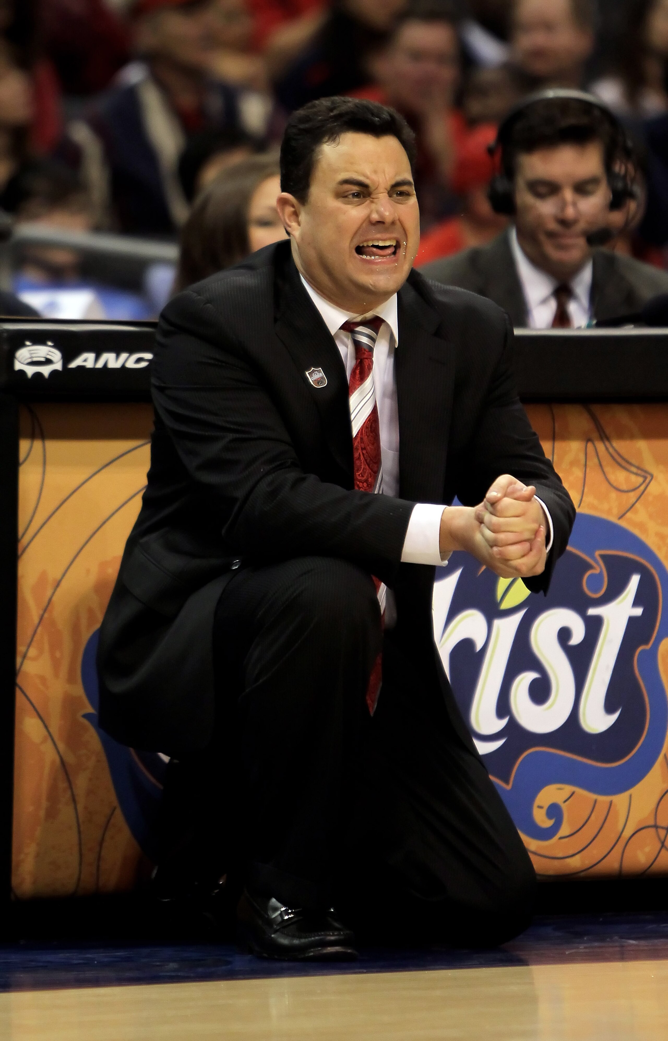 LOS ANGELES, CA - MARCH 11:  Arizona Wildcats head coach Sean Miller calls out a play against the UCLA Bruins during the Quarterfinals of the Pac-10 Basketball Tournament at Staples Center on March 11, 2010 in Los Angeles, California. UCLA defeated Arizon