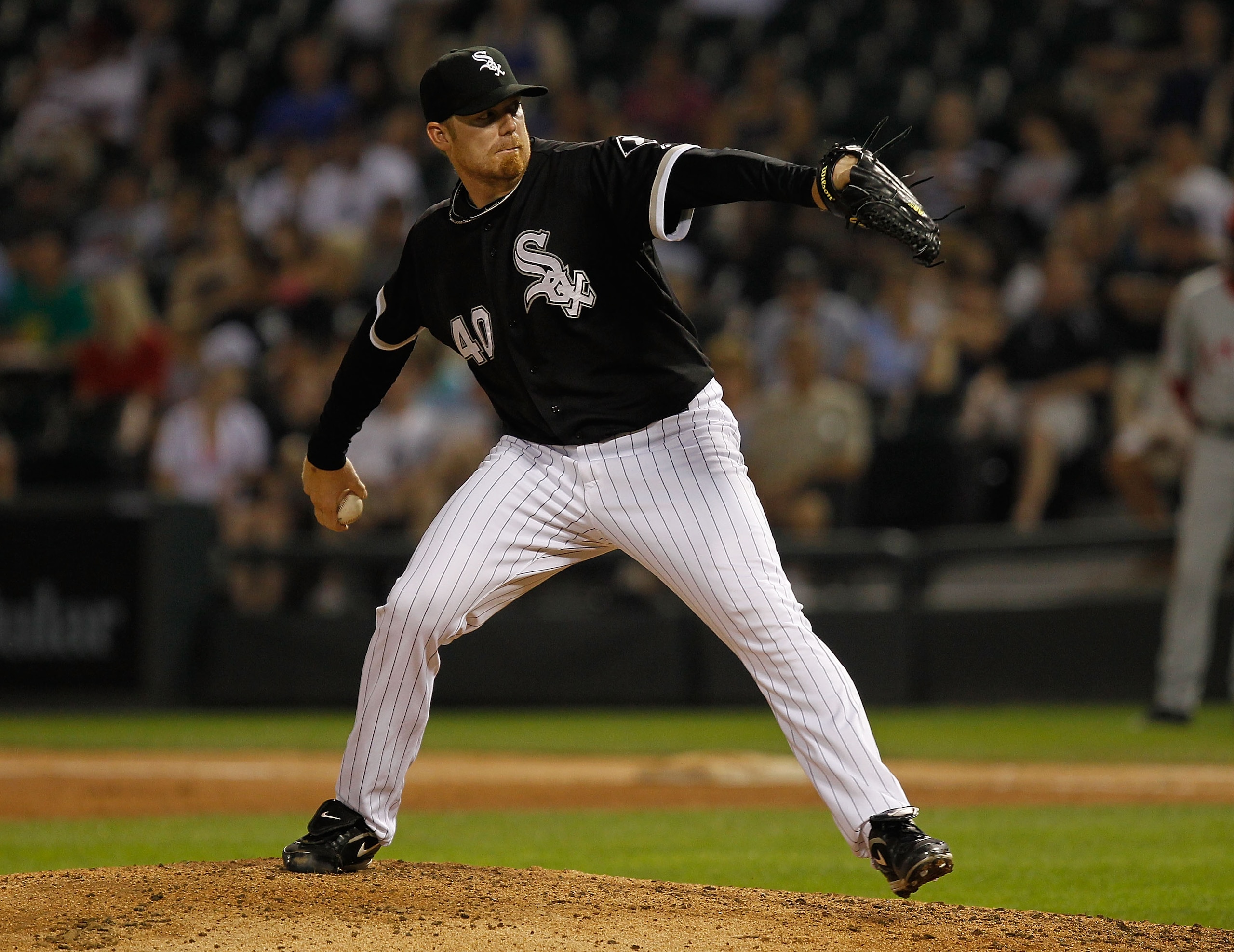 CHICAGO - JULY 07: J.J. Putz #40 of the Chicago White Sox pitches against the Los Angeles Angels of Anaheim at U.S. Cellular Field on July 7, 2010 in Chicago, Illinois. The White Sox defeated the Angels 5-2. (Photo by Jonathan Daniel/Getty Images)