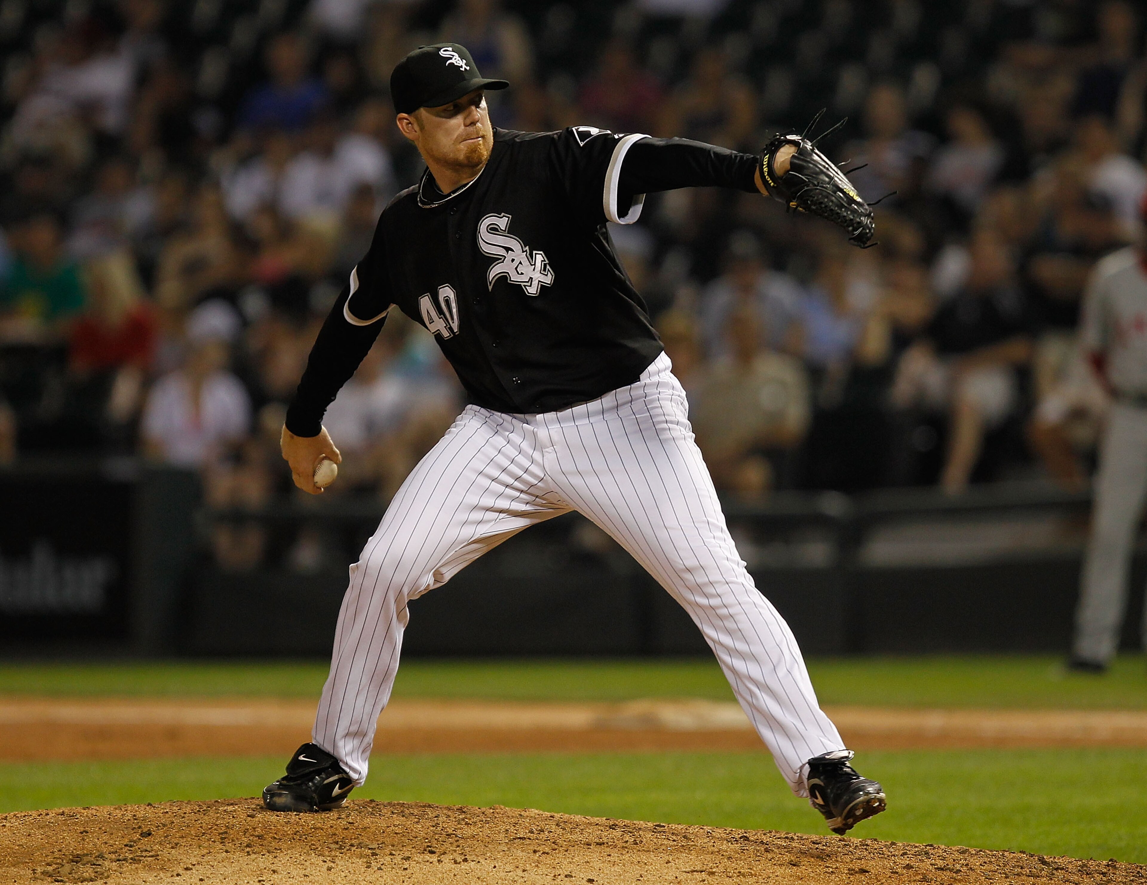 CHICAGO - JULY 07: J.J. Putz #40 of the Chicago White Sox pitches against the Los Angeles Angels of Anaheim at U.S. Cellular Field on July 7, 2010 in Chicago, Illinois. The White Sox defeated the Angels 5-2. (Photo by Jonathan Daniel/Getty Images)