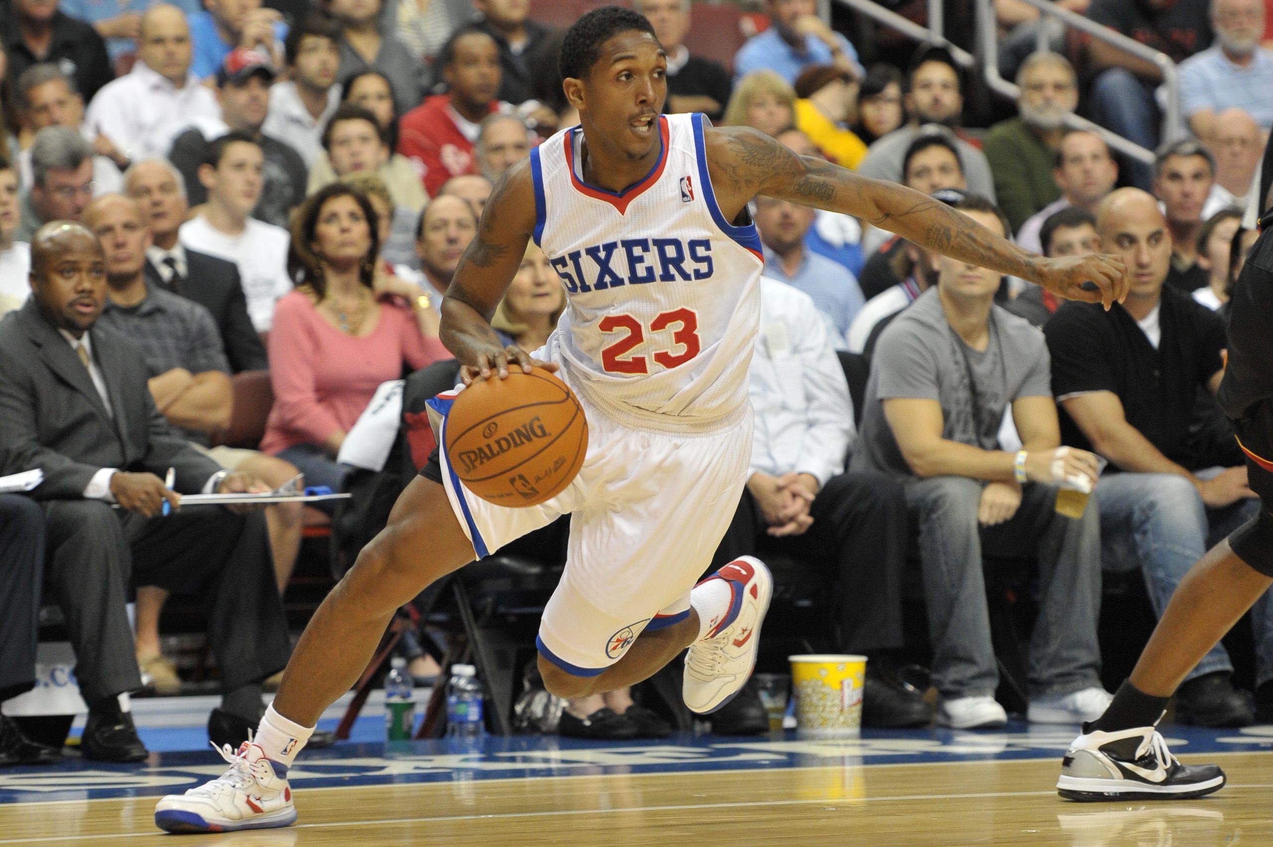 PHILADELPHIA - OCTOBER 27: Lou Williams #23 of the Philadelphia 76ers in action during the game against the Miami Heat at the Wells Fargo Center on October 27, 2010 in Philadelphia, Pennsylvania. NOTE TO USER: User expressly acknowledges and agrees that,