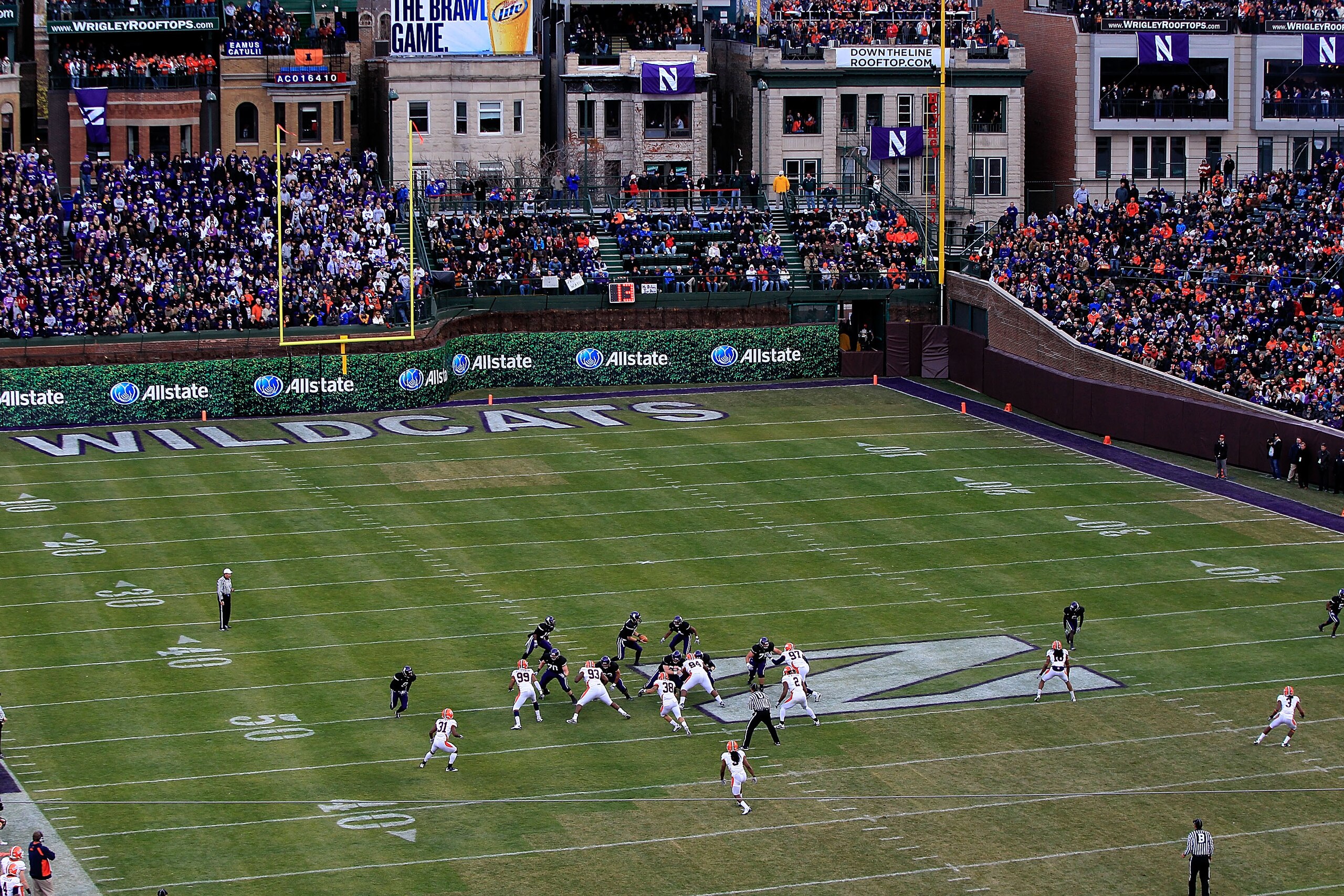 CHICAGO - NOVEMBER 20: A general view as the Northwestern Wildcats take on the Illinois Fighting Illini during a game played at Wrigley Field on November 20, 2010 in Chicago, Illinois. (Photo by Jonathan Daniel/Getty Images) CHICAGO - NOVEMBER 20: A general view as the Northwestern Wildcats take on the Illinois Fighting Illini during a game played at Wrigley Field on November 20, 2010 in Chicago, Illinois. (Photo by Jonathan Daniel/Getty Images)