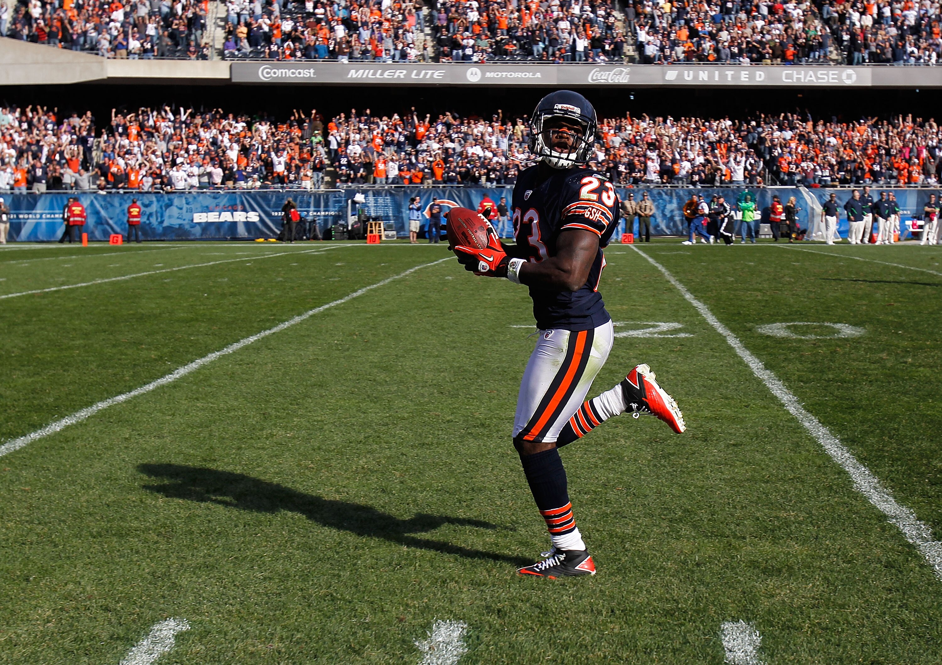CHICAGO - OCTOBER 17: Devin Hester #23 of the Chicago Bears returns a punt 89 years for a touchdown in the 4th quarter against the Seattle Seahawks at Soldier Field on October 17, 2010 in Chicago, Illinois. The Seahawks defeated the Bears 23-20. (Photo by