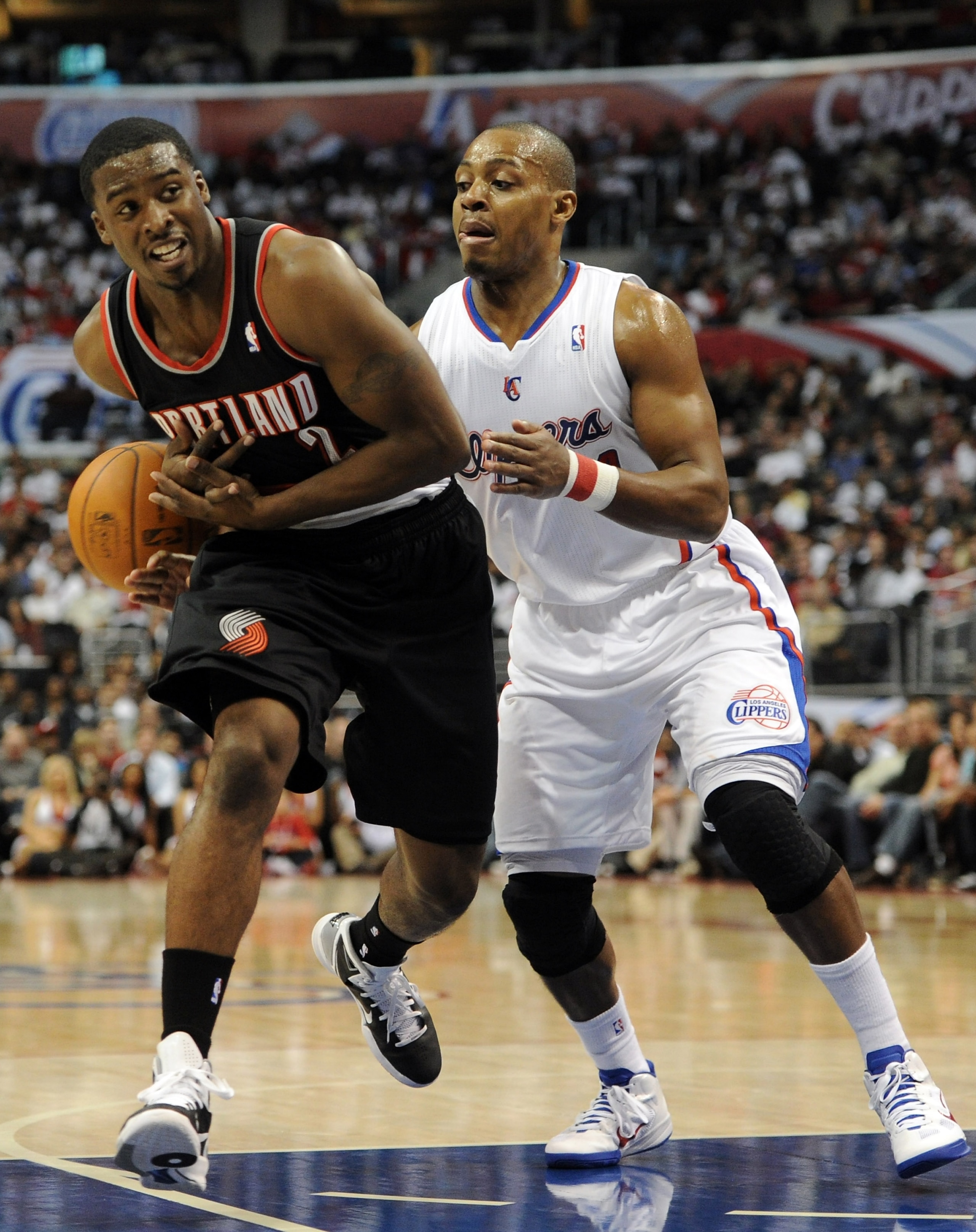 LOS ANGELES, CA - OCTOBER 27:  Wesley Matthews #2 of the Portland Trail Blazers has the ball knocked away by Randy Foye #4 of the Los Angeles Clippers at Staples Center on October 27, 2010 in Los Angeles, California. NOTE TO USER: User expressly acknowled