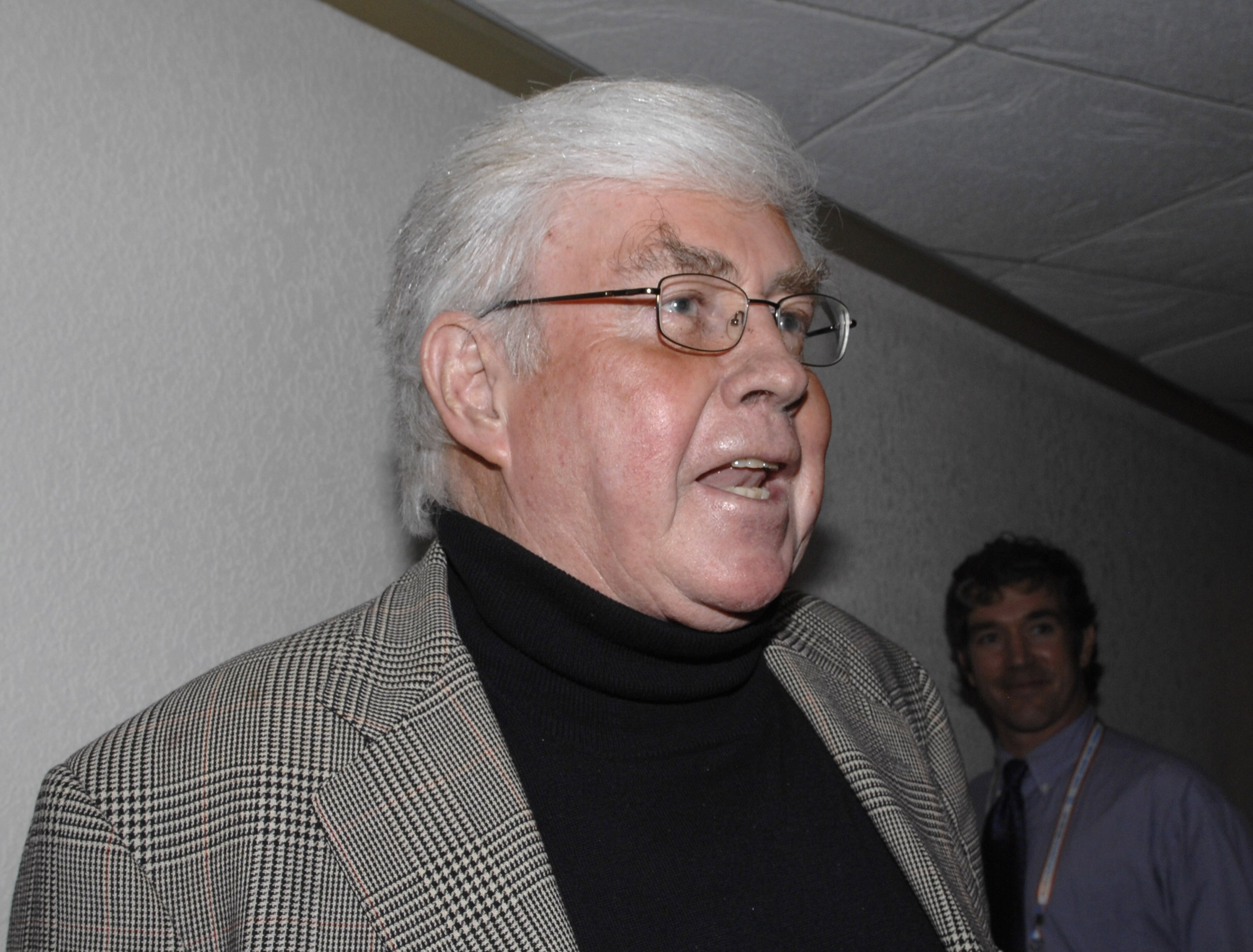 U. S. Sen. Jack Kemp and former Buffalo Bills quarterback before Super Bowl XLI between the Indianapolis Colts and Chicago Bears at Dolphin Stadium in Miami, Florida on February 4, 2007.  (Photo by Al Messerschmidt/Getty Images)