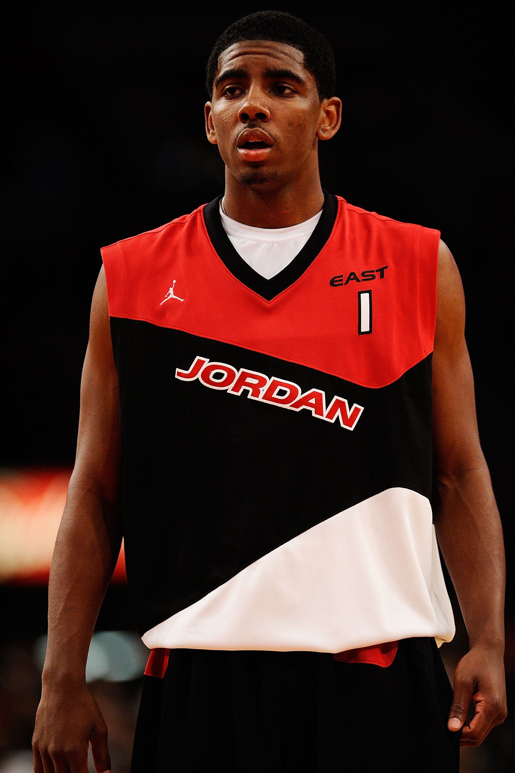 NEW YORK - APRIL 17:  Kyrie Irving #1 of East Team on court during the National Game at the 2010 Jordan Brand classic at Madison Square Garden on April 17, 2010 in New York City.  (Photo by Jeff Zelevansky/Getty Images for Jordan Brand Classic)
