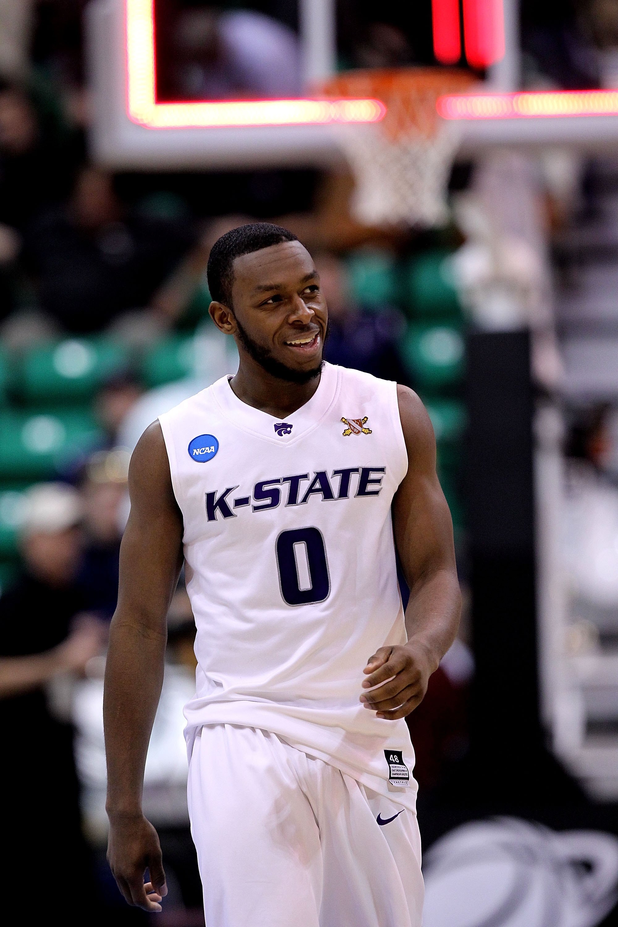 SALT LAKE CITY - MARCH 25:  Jacob Pullen #0 of the Kansas State Wildcats in action against the Xavier Musketeers during the third round of the 2010 NCAA men's basketball tournament at the Energy Solutions Arena on March 25, 2010 in Salt Lake City, Utah.