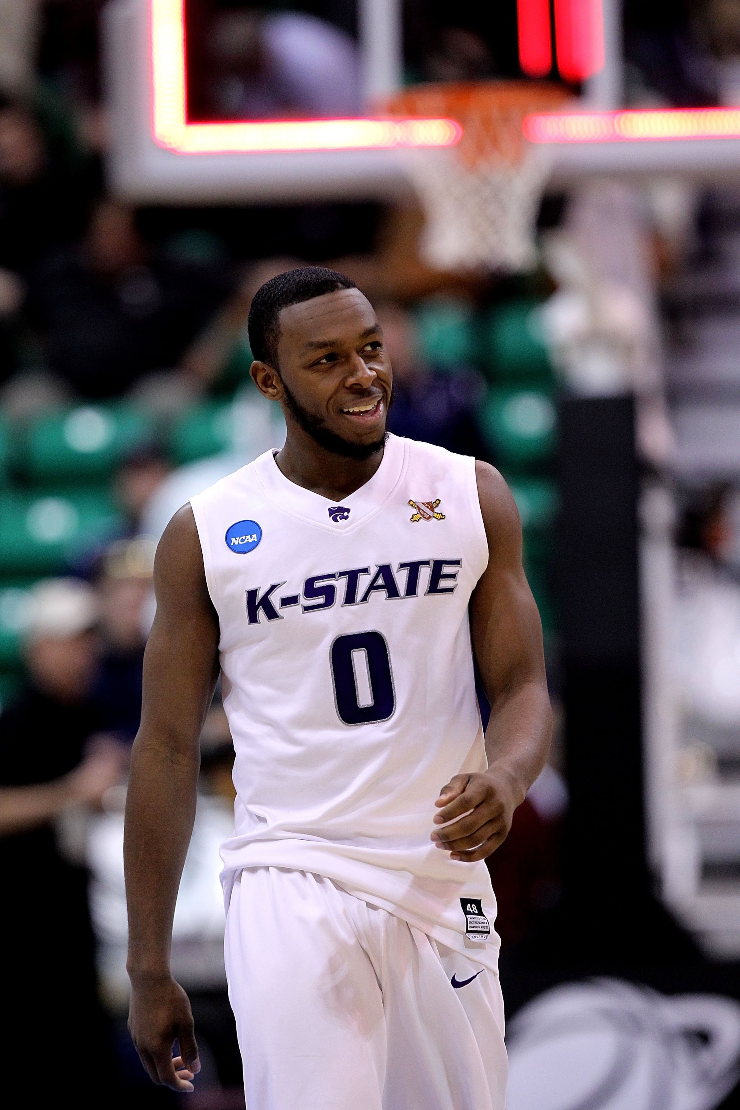 SALT LAKE CITY - MARCH 25:  Jacob Pullen #0 of the Kansas State Wildcats in action against the Xavier Musketeers during the third round of the 2010 NCAA men's basketball tournament at the Energy Solutions Arena on March 25, 2010 in Salt Lake City, Utah.