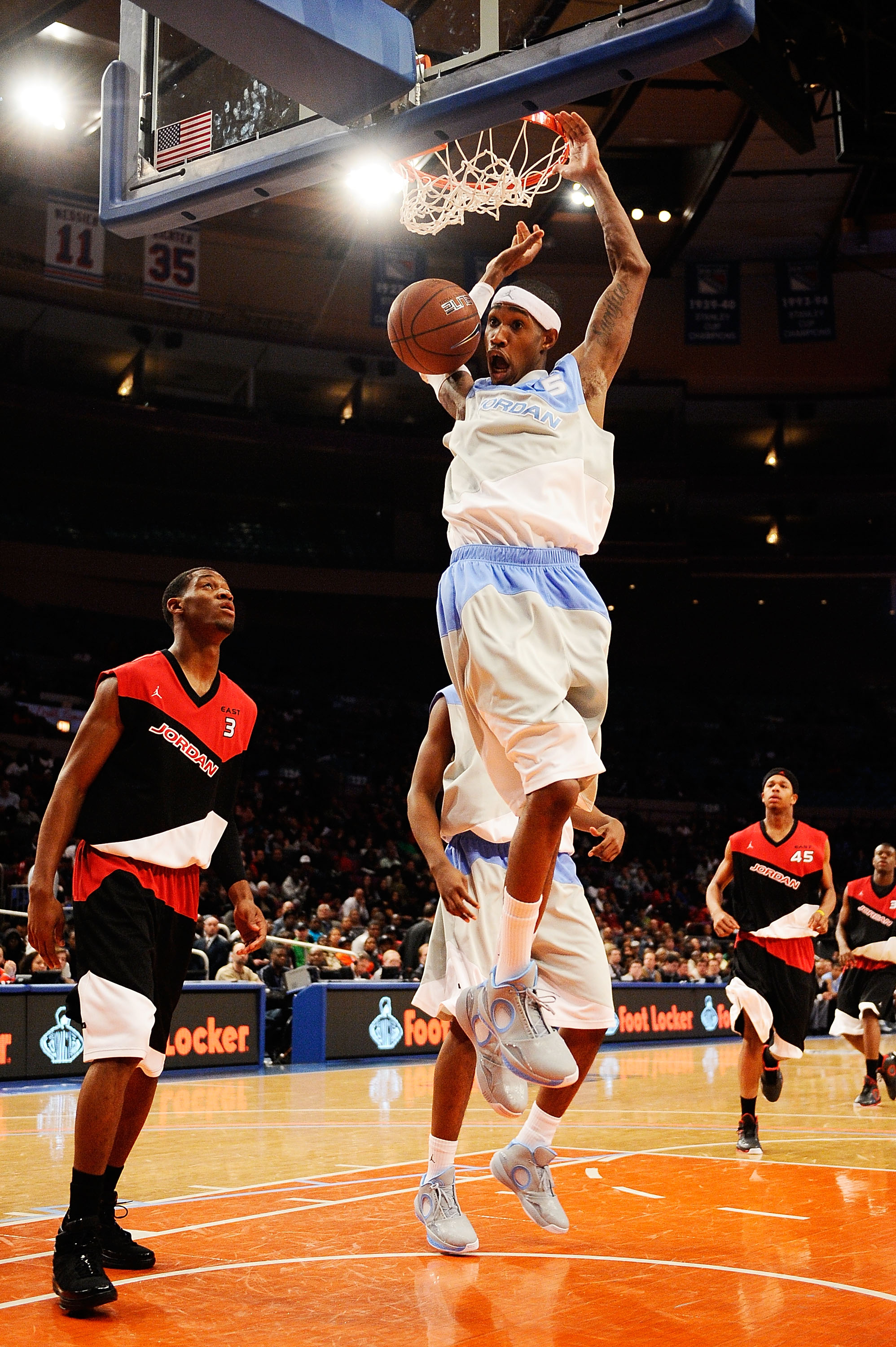 NEW YORK - APRIL 17:  Will Barton #5 of West Team slams a dunk against East Team during the National Game at the 2010 Jordan Brand classic at Madison Square Garden on April 17, 2010 in New York City.  (Photo by Jeff Zelevansky/Getty Images for Jordan Bran