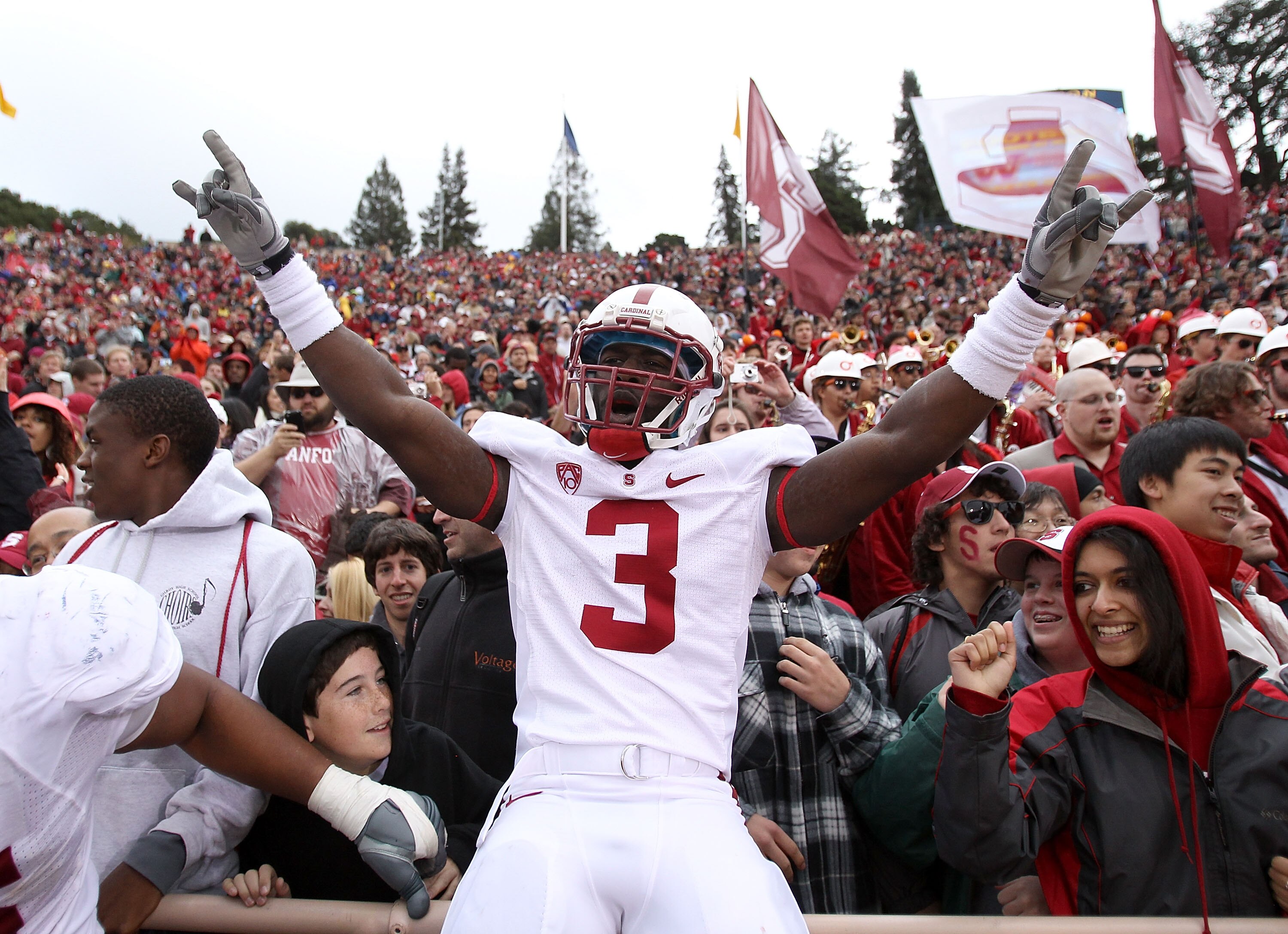 BERKELEY, CA - NOVEMBER 20:  Michael Thomas #3 of the Stanford Cardinal celebrates after beating the California Golden Bears at California Memorial Stadium on November 20, 2010 in Berkeley, California.  (Photo by Ezra Shaw/Getty Images)