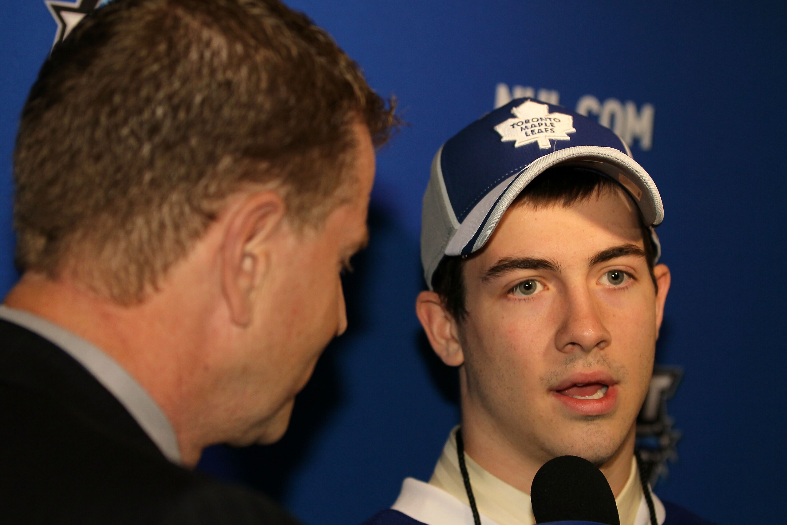 LOS ANGELES, CA - JUNE 26:  Brad Ross, drafted in the second round by the Toronto Maple Leafs is interviewed during day two of the 2010 NHL Entry Draft at Staples Center on June 26, 2010 in Los Angeles, California.  (Photo by Jeff Gross/Getty Images)