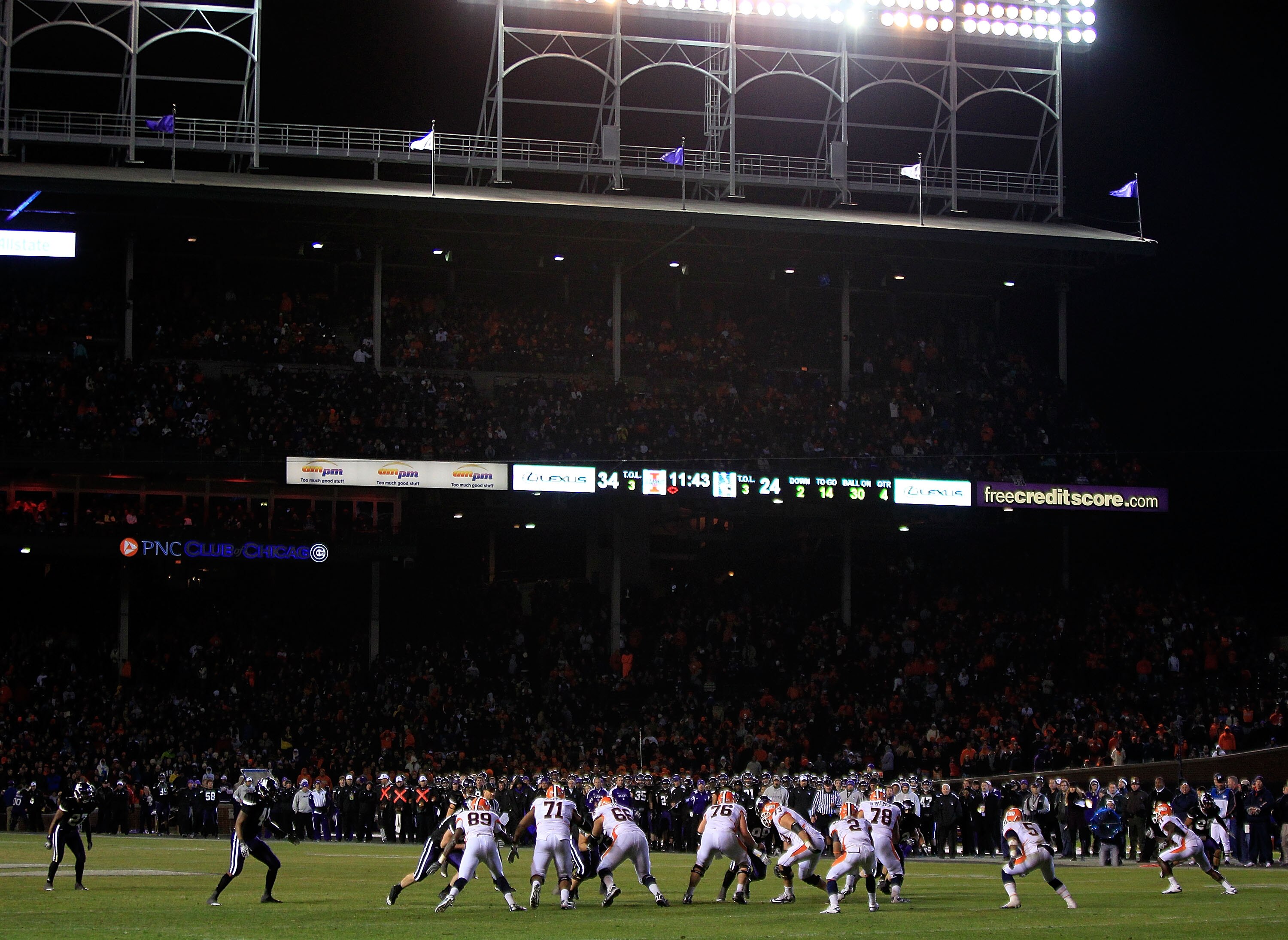 CHICAGO - NOVEMBER 20: A general view as the Northwestern Wildcats take on the Illinois Fighting Illini during a game played at Wrigley Field on November 20, 2010 in Chicago, Illinois. Illinois defeated Northwestern 48-27. (Photo by Jonathan Daniel/Getty 