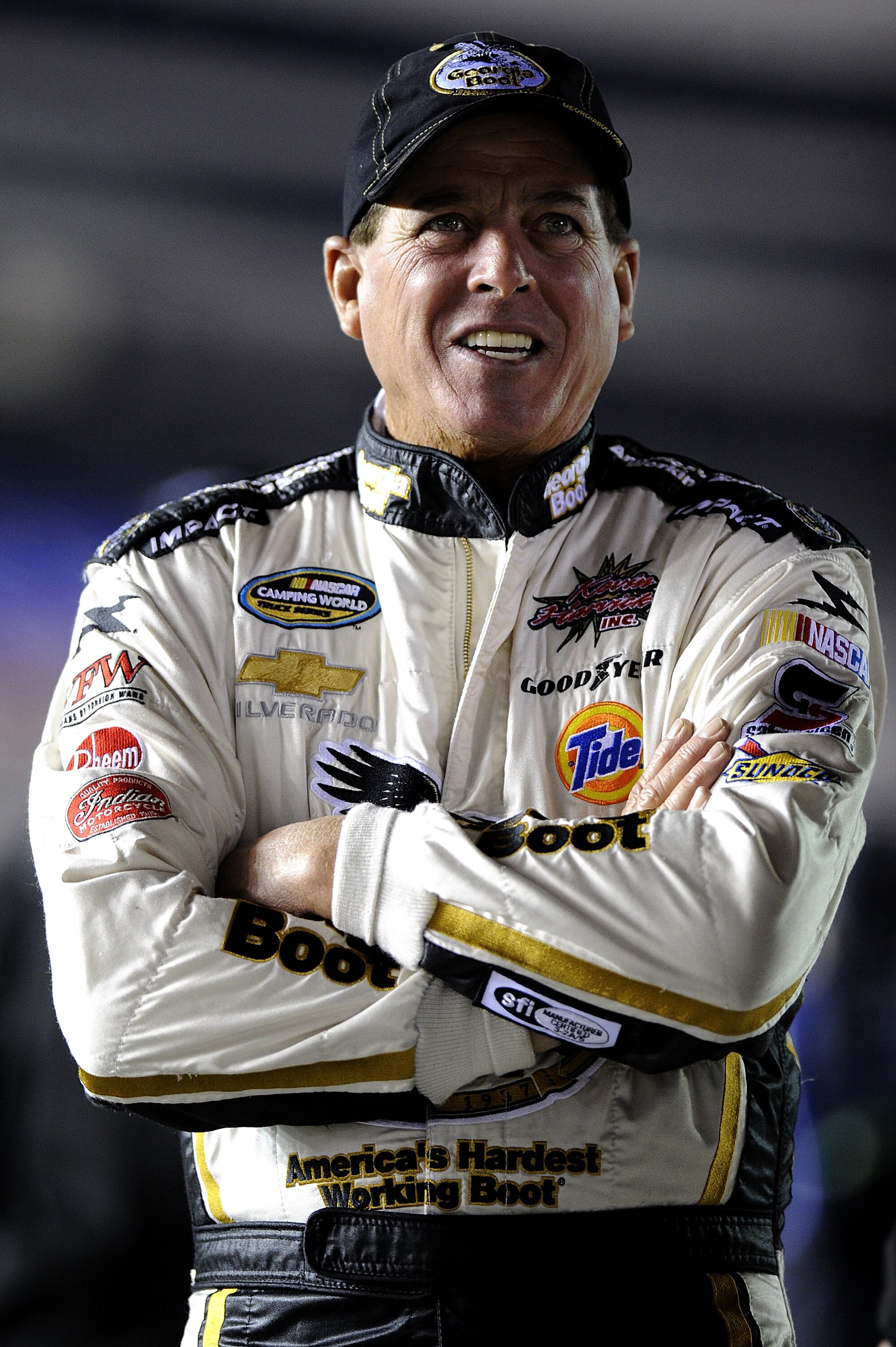 FORT WORTH, TX - NOVEMBER 04:  Ron Hornaday Jr., driver of the #33 Georgia Boot Chevrolet, stands on pit road during qualifying for the NASCAR Camping World Truck Series WinStar World Casino 350k at Texas Motor Speedway on November 4, 2010 in Fort Worth, 