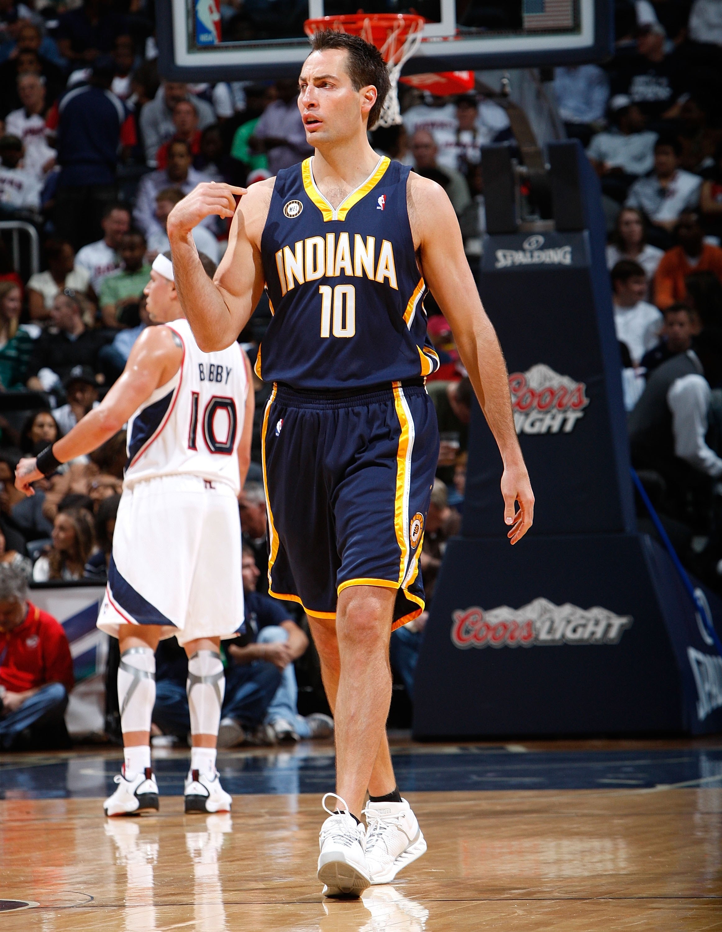 ATLANTA - OCTOBER 28:  Jeff Foster #10 of the Indiana Pacers against the Atlanta Hawks at Philips Arena on October 28, 2009 in Atlanta, Georgia.  (Photo by Kevin C. Cox/Getty Images)