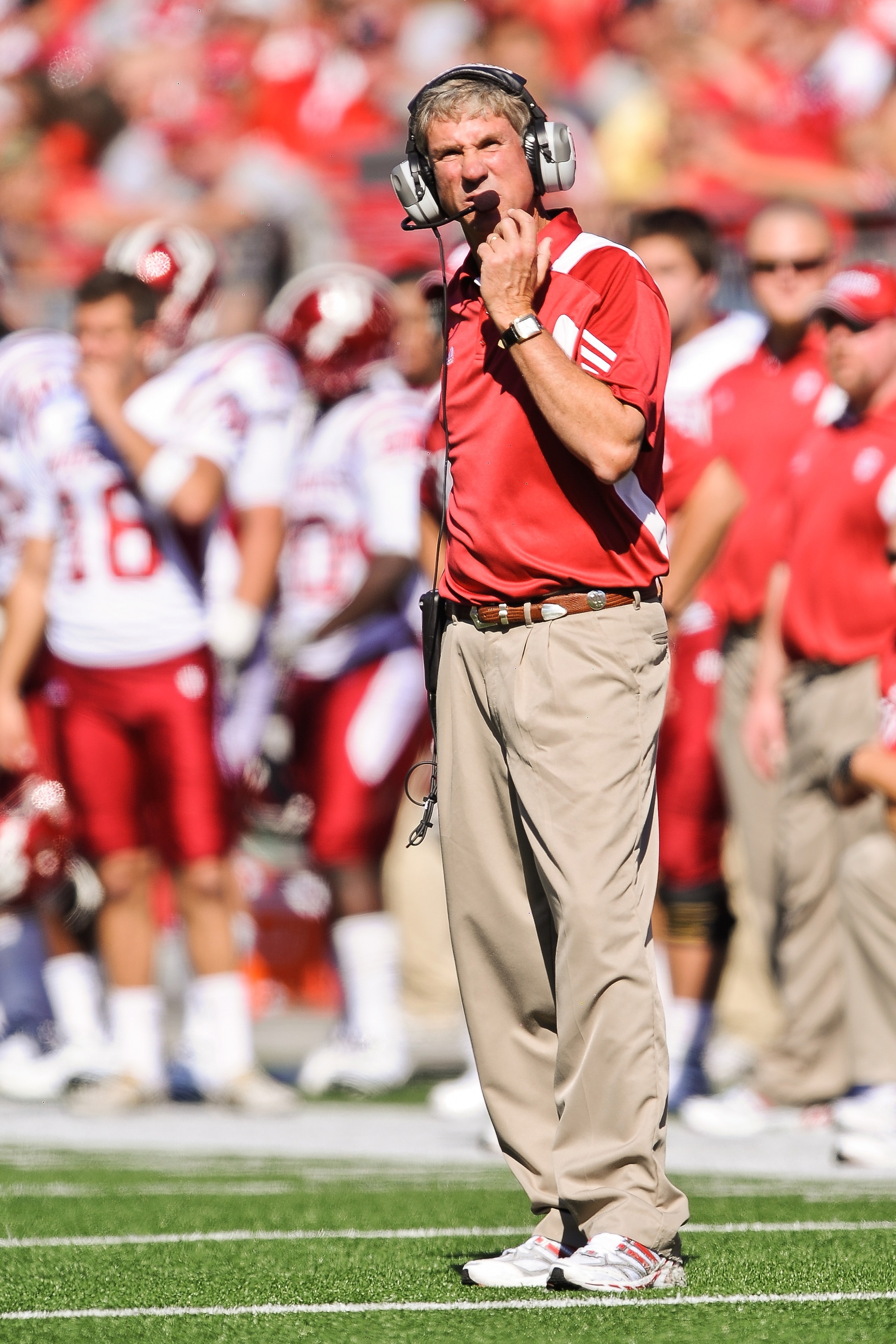 COLUMBUS, OH - OCTOBER 9: Head Coach Bill Lynch of the Indiana Hoosiers watches his team play the Ohio State Buckeyes at Ohio Stadium on October 9, 2010 in Columbus, Ohio. (Photo by Jamie Sabau/Getty Images) COLUMBUS, OH - OCTOBER 9: Head Coach Bill Lynch of the Indiana Hoosiers watches his team play the Ohio State Buckeyes at Ohio Stadium on October 9, 2010 in Columbus, Ohio. (Photo by Jamie Sabau/Getty Images)