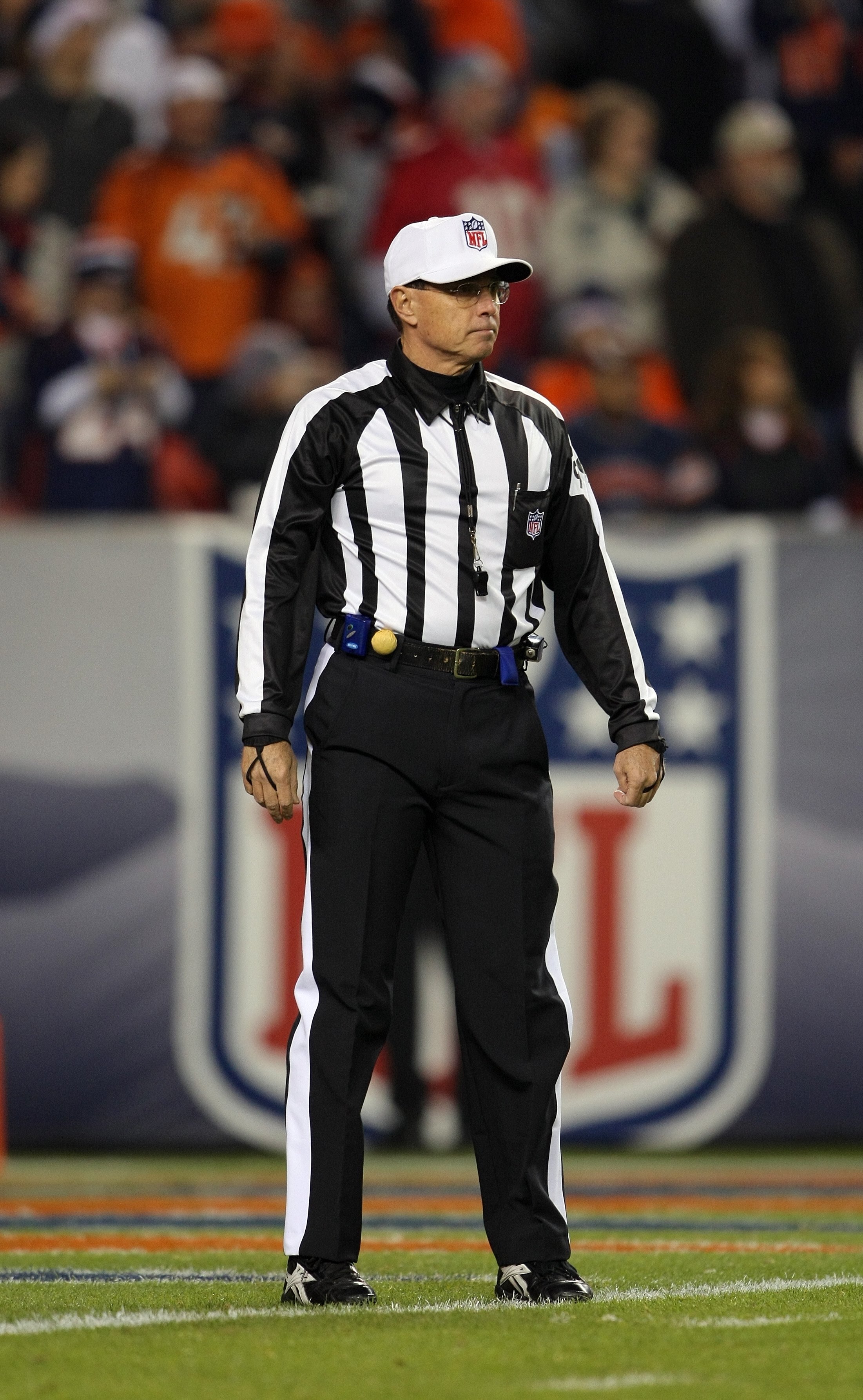 DENVER - NOVEMBER 26:  NFL referee Tony Corrente looks on during the NFL game between the New York Giants and the Denver Broncos at Invesco Field at Mile High on November 26, 2009 in Denver, Colorado. The Broncos defeated the Giants 26-6. (Photo by Doug P