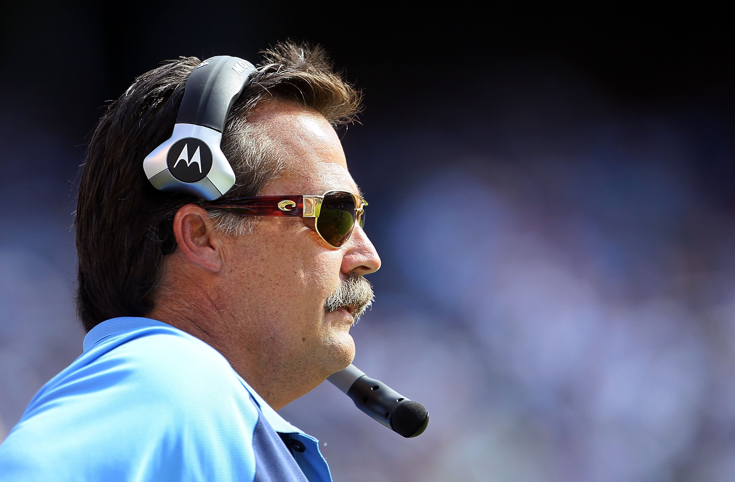 SAN DIEGO - OCTOBER 31:  Tennessee Titans head coach Jeff Fisher watches the game from the sideline against the San Diego Chargers at Qualcomm Stadium on October 31, 2010 in San Diego, California.  (Photo by Jeff Gross/Getty Images)