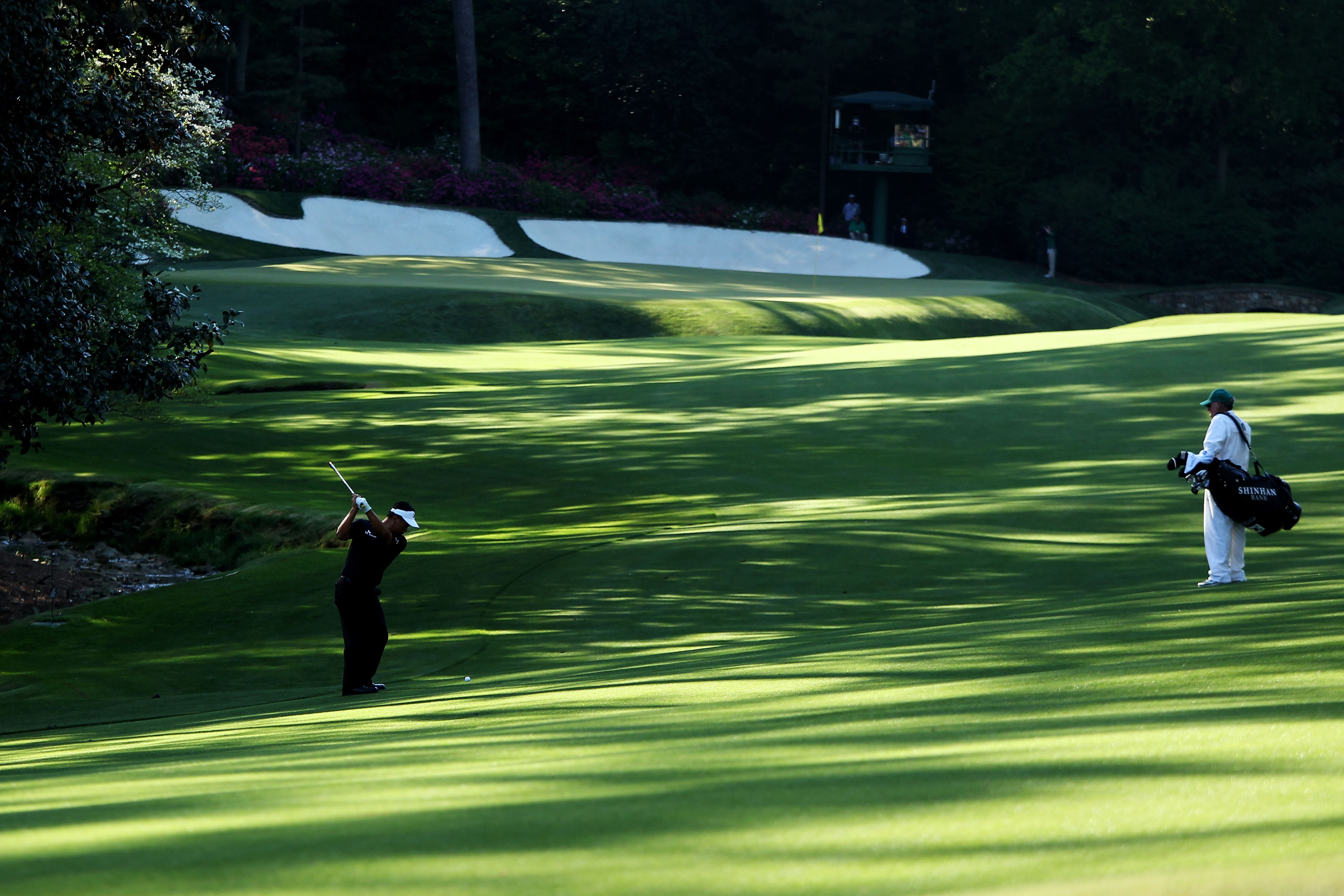 AUGUSTA, GA - APRIL 11:  K.J. Choi of South Korea plays a shot on the 13th hole during the final round of the 2010 Masters Tournament at Augusta National Golf Club on April 11, 2010 in Augusta, Georgia.  (Photo by David Cannon/Getty Images)