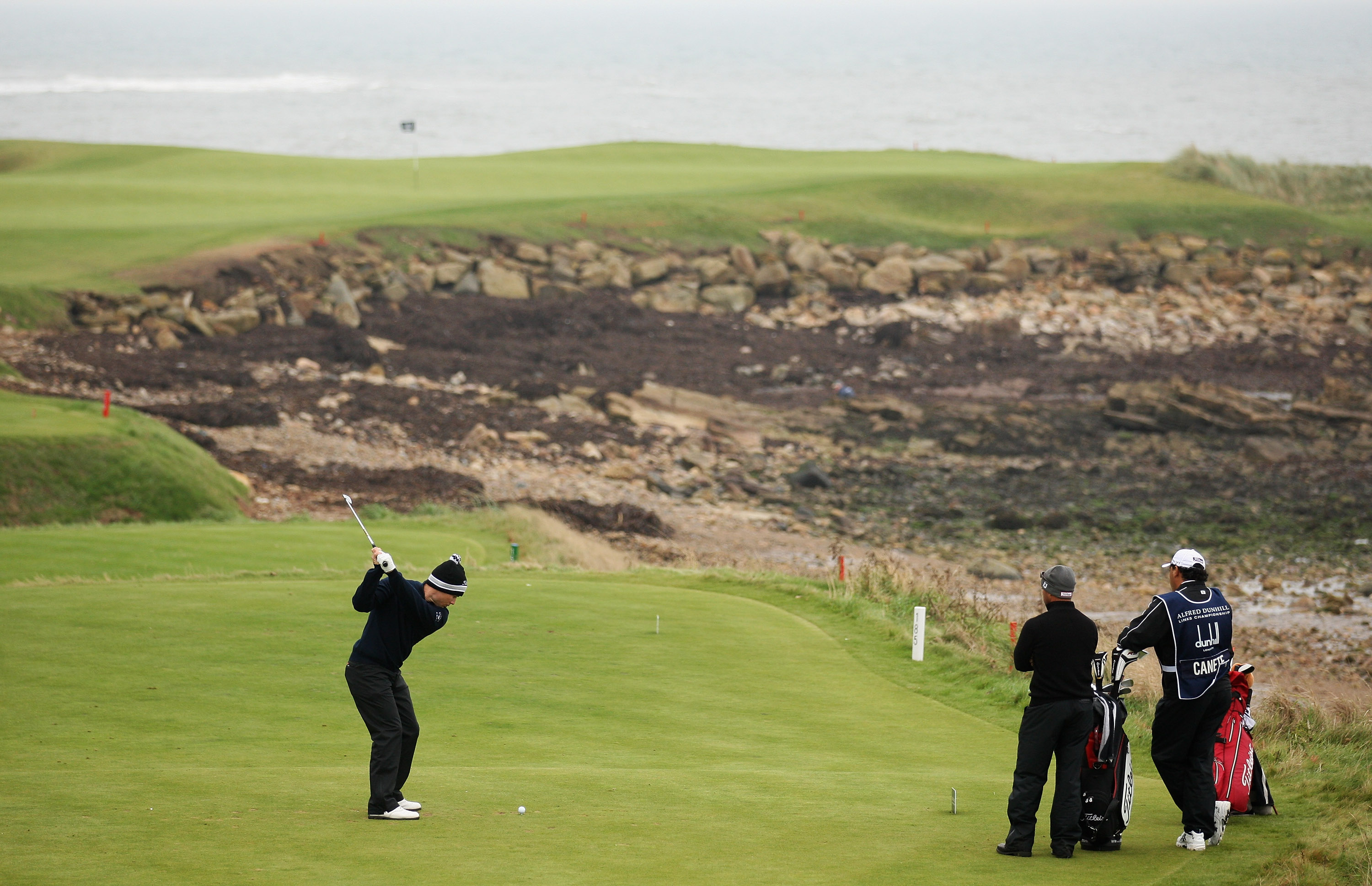 KINGSBARNS, SCOTLAND - OCTOBER 09:  Trevor Fisher Jnr of South Africa tees off on the 15th hole during the third round of The Alfred Dunhill Links Championship at the Kingsbarns Golf Links on October 9, 2010 in Kingsbarns, Scotland.  (Photo by Warren Litt