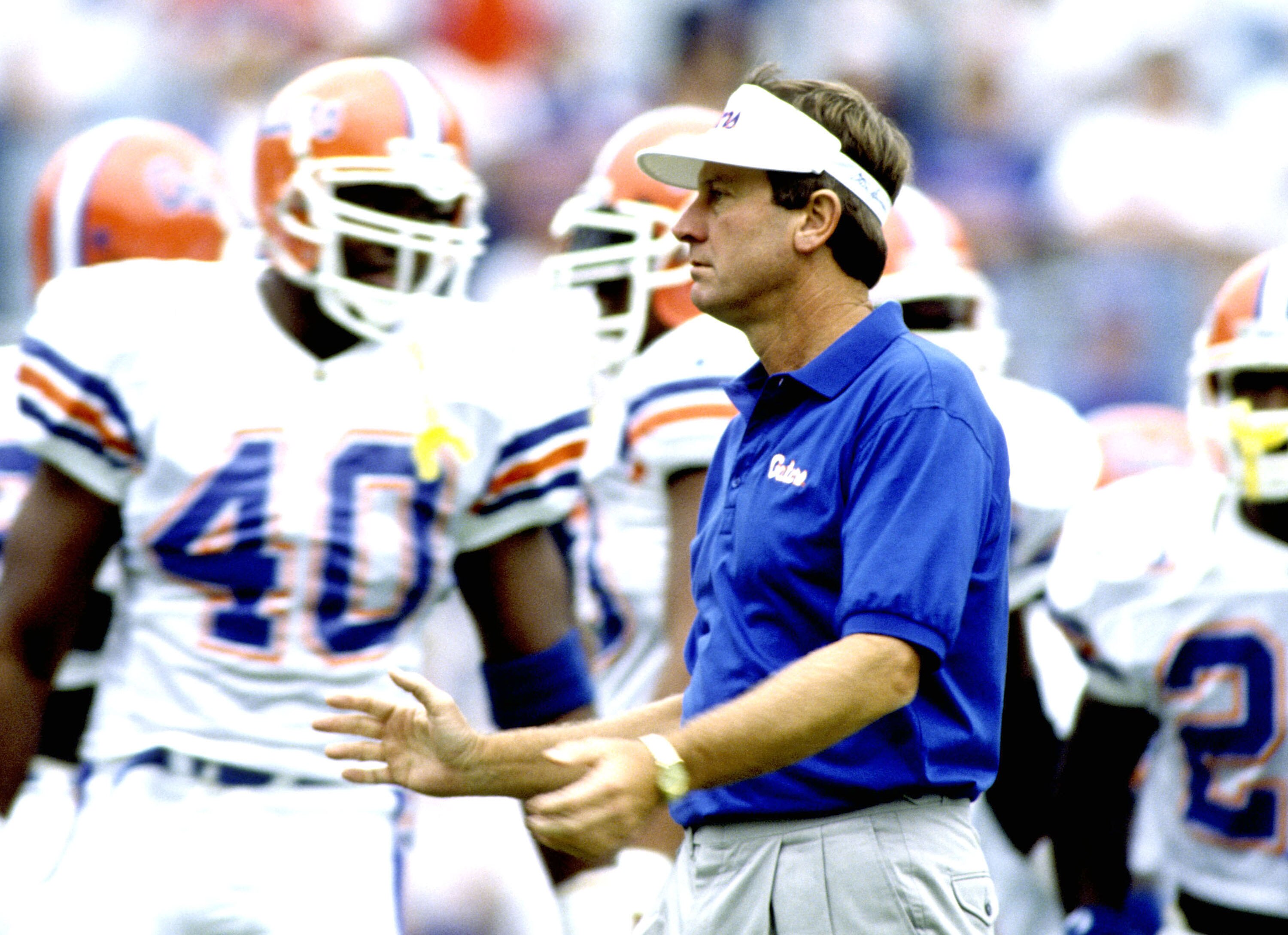 Florida coach Steve Spurrier on the sidelines, 1994, Gainesville, Florida.  (Photo by Al Messerschmidt/Getty Images)